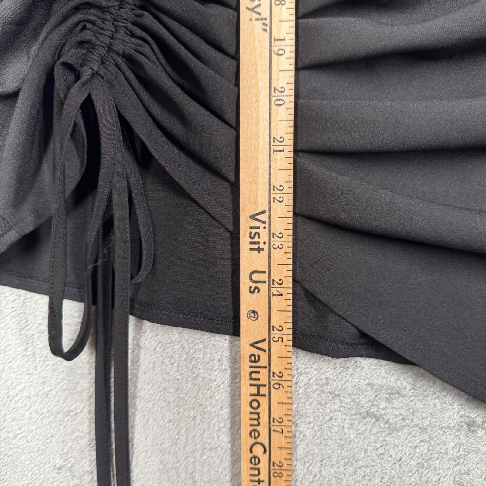 PrettyLittleThing Plus Black Ruched Asymmetric Top US 22 NWT Sleeveless Y2K