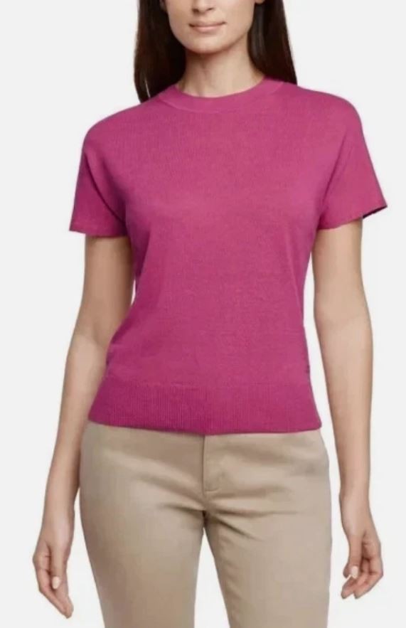 Banana Republic Women’s Linen Blend Short Sleeve Top, Pink, Small