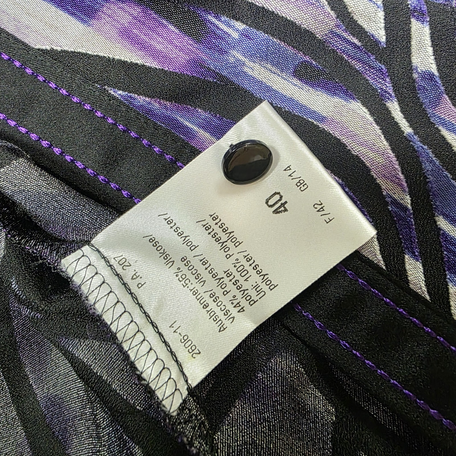 Sommermann Purple Black Abstract Print Designer Blouse Shirt UK 12 EU 40
