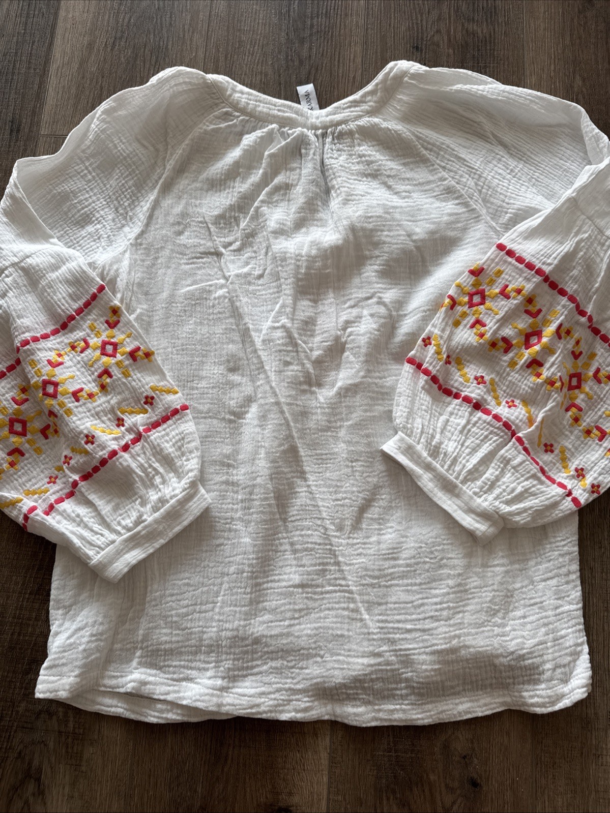 Grace + Karma Boho Blouse Top XL Embroidered White Gauze Cotton Festival E6