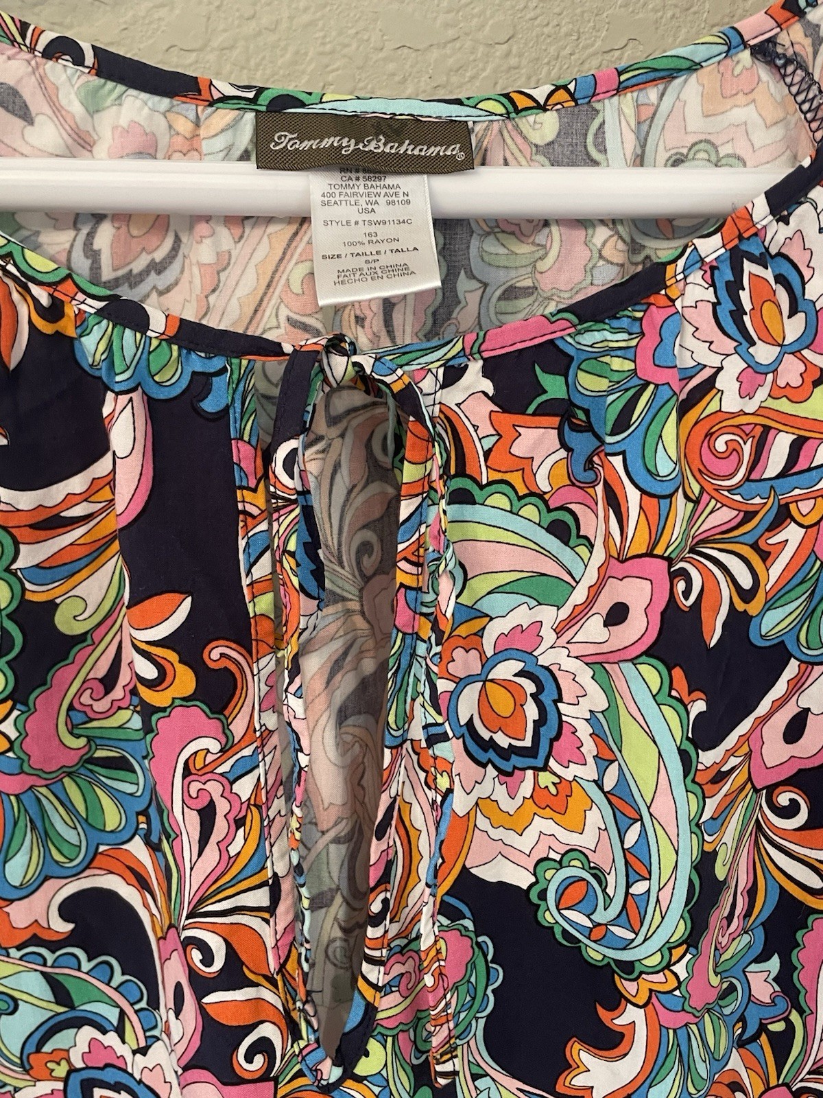 Tommy Bahama Tunic Top Women’s Small Paisley Resortwear Beach Vacation Preppy