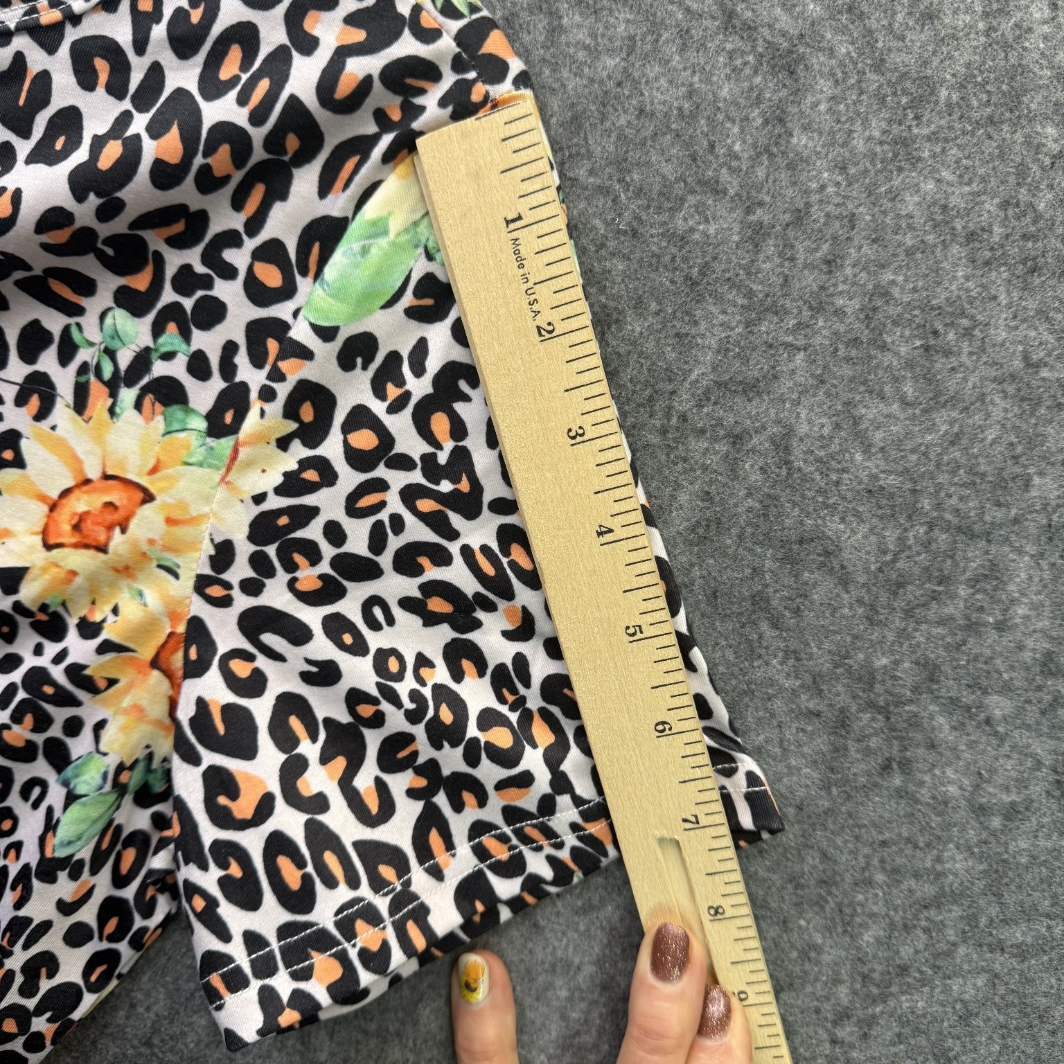Women’s Small Leopard Floral Print Top Polyester Elastane V-Neck