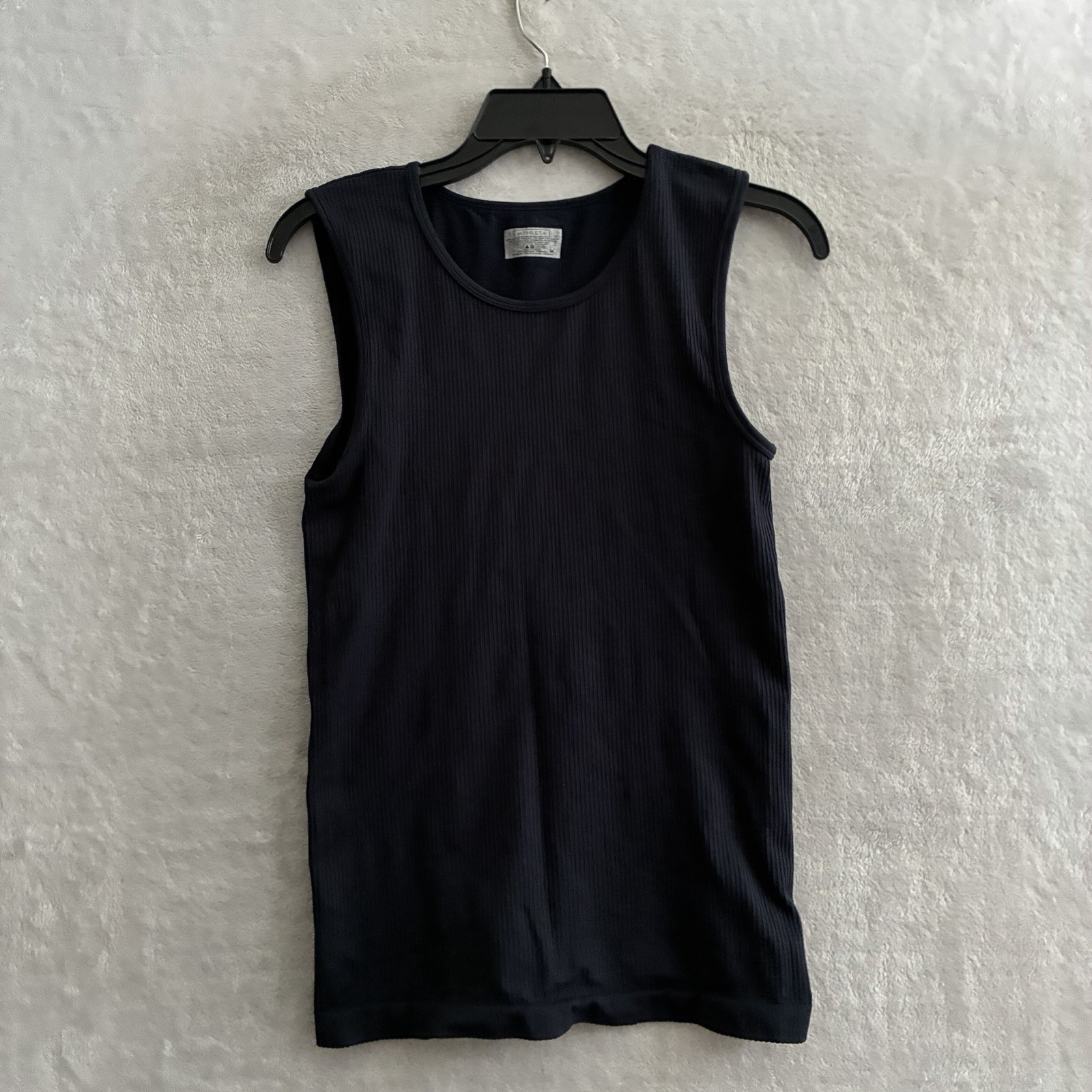 Athleta Womans Tank Top Blue Solid Medium Polyester Blend Sleeveless Round Neck
