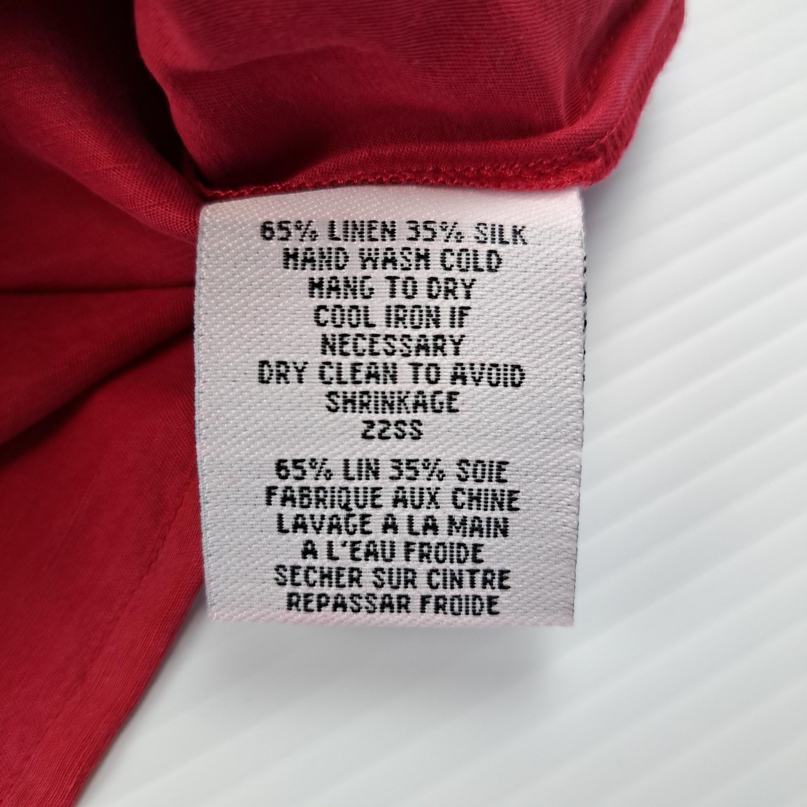 Eileen Fisher Shirt Womens XS Red Linen Silk Sleeveless Button Front Blouse Top