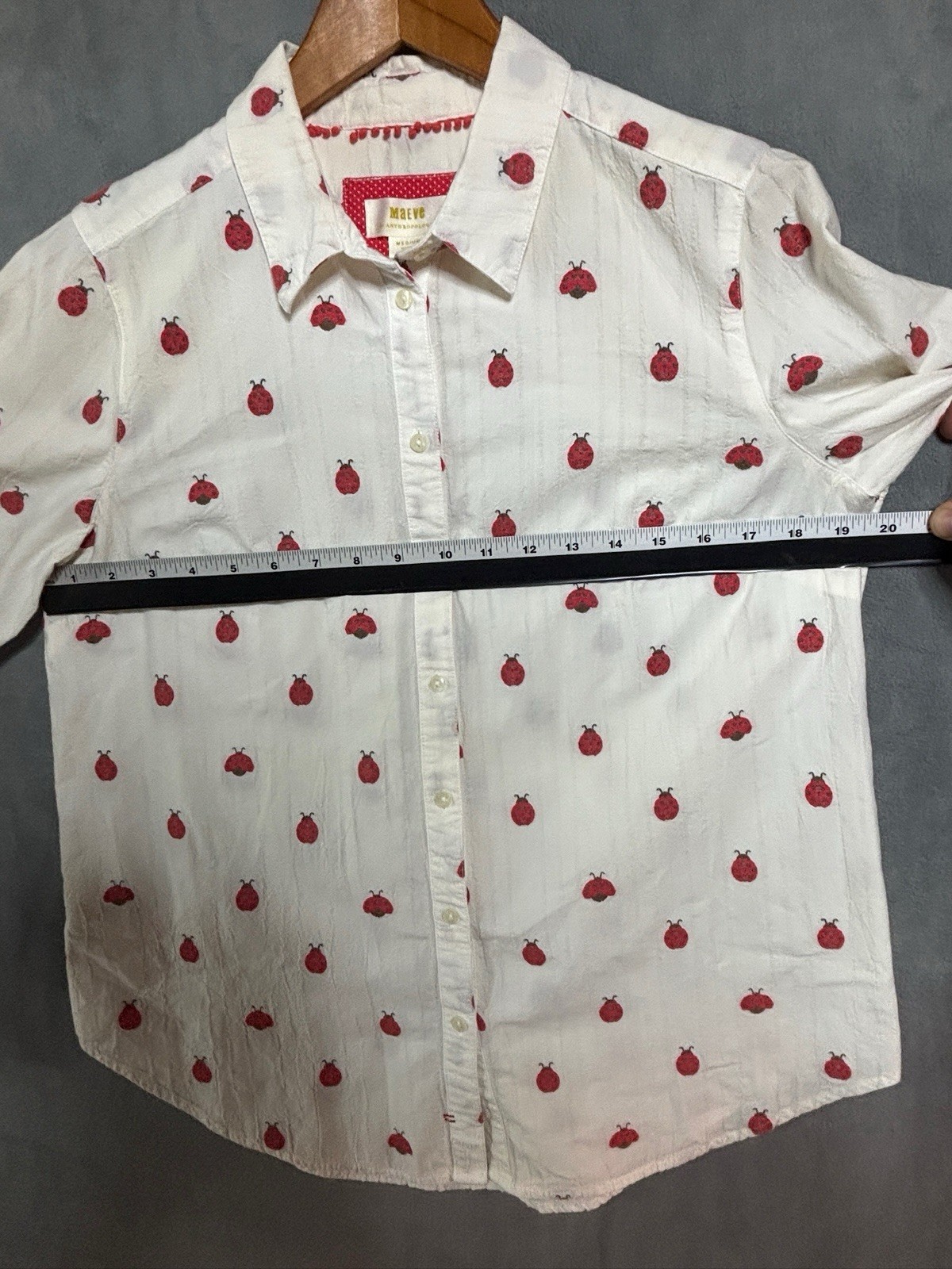 Anthropologie Maeve Classic Button-Down Ladybug Amal Medium Garden Nature