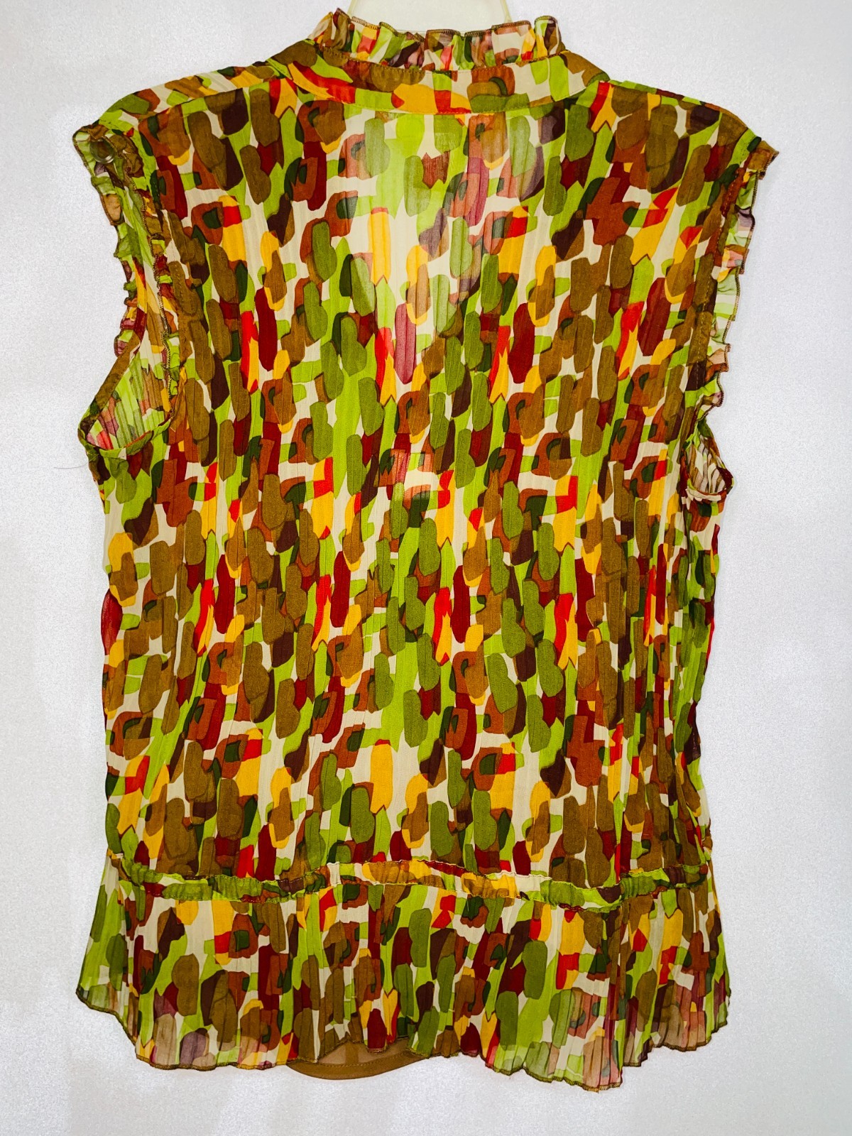 New York City Design Womens Large Two Piece Set Sleeveless Colorful Top Blouse