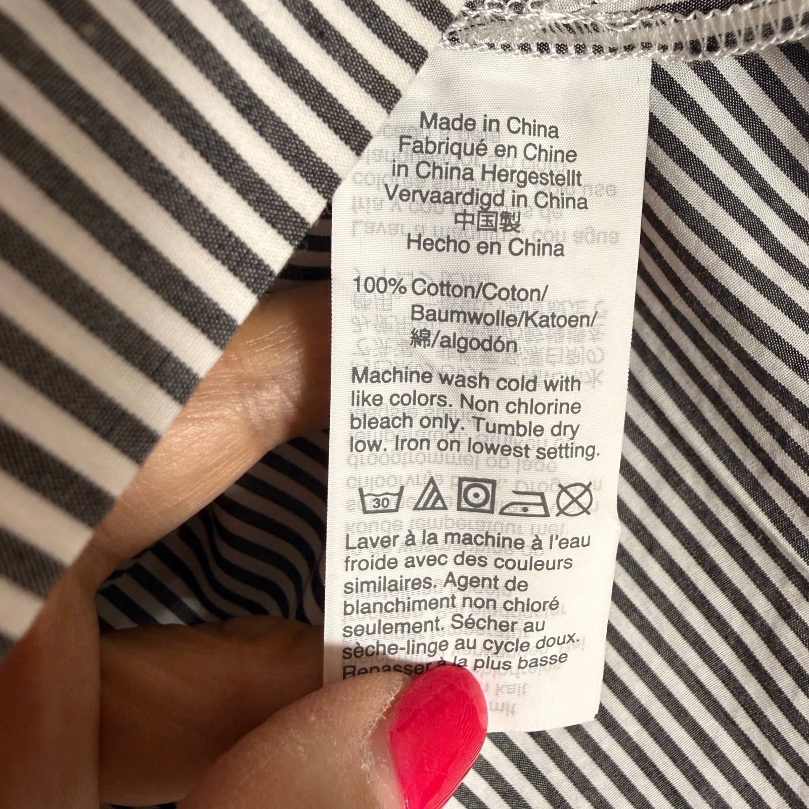 J.Crew Women Black White Striped Funnel Neck Button Shoulder Top AG686 Size 8