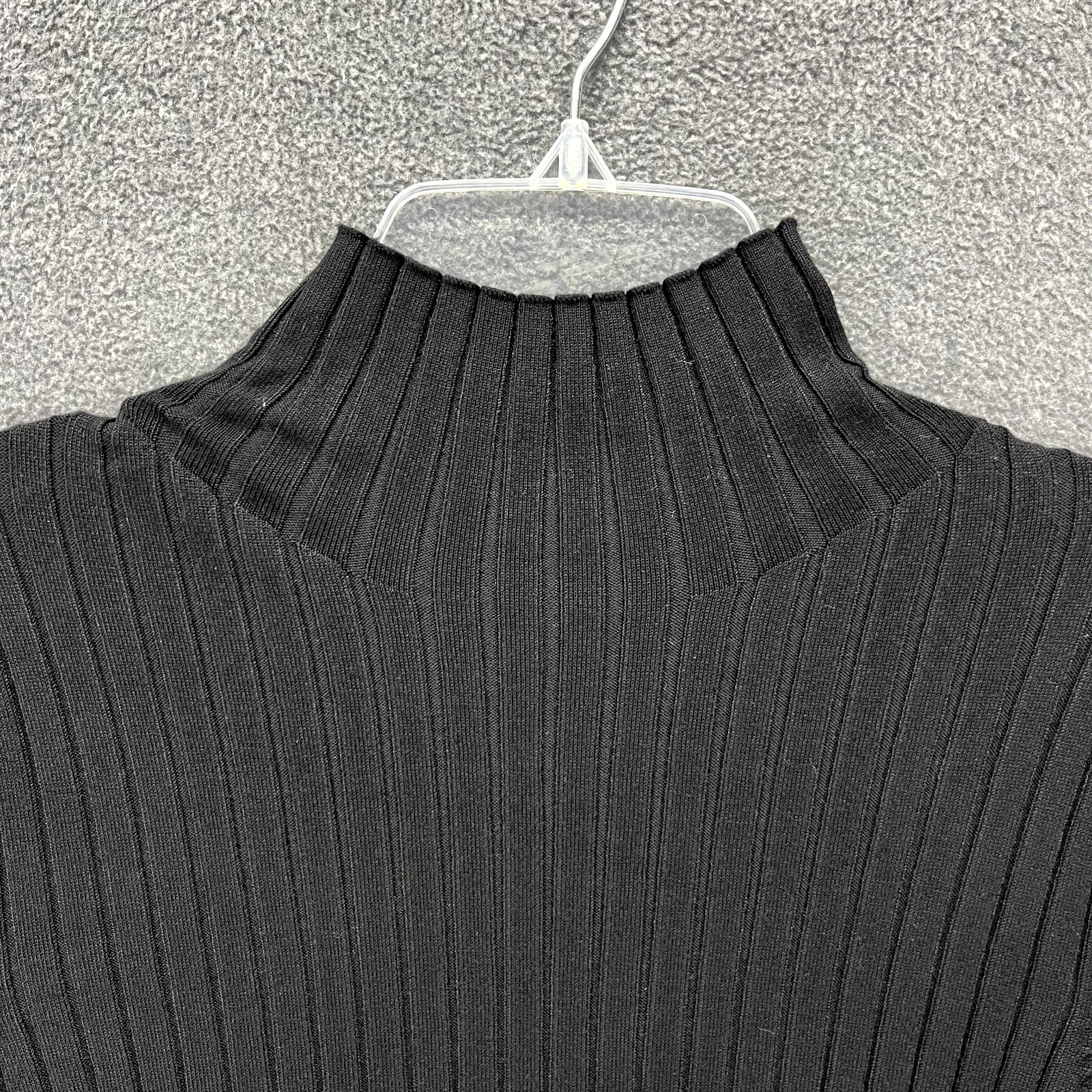 525 America Top Womens Small Black Mock Neck stretch short sleeve knit sweater