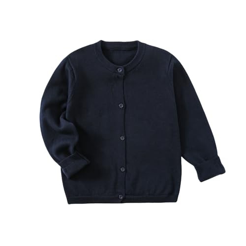 Girls’ Cardigans Sweater School Uniforms Cotton Long Sleeve 7-8 Years Navy