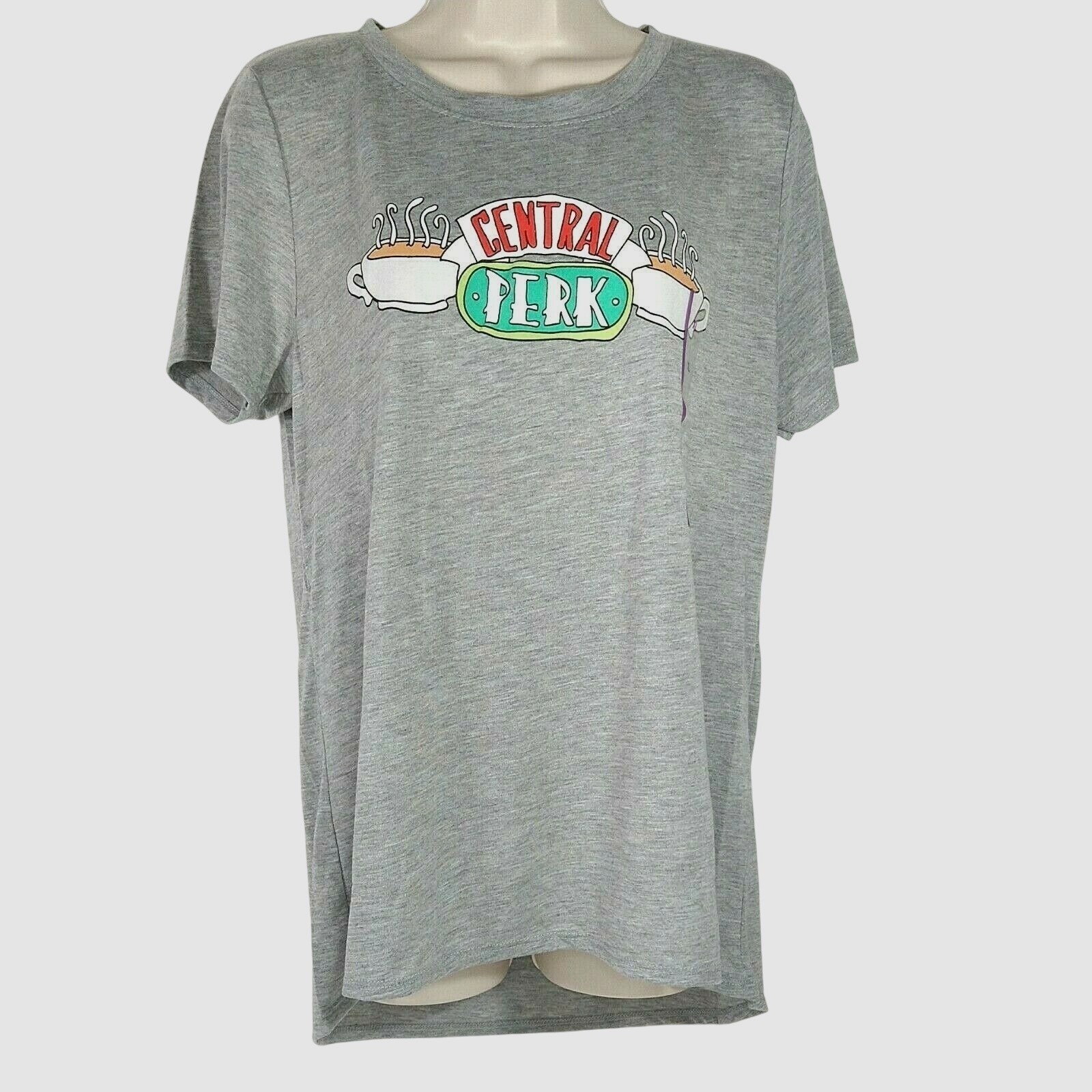 Friends Graphic T-Shirt Central Perk Women Size XL Heather Gray Short Sleeve
