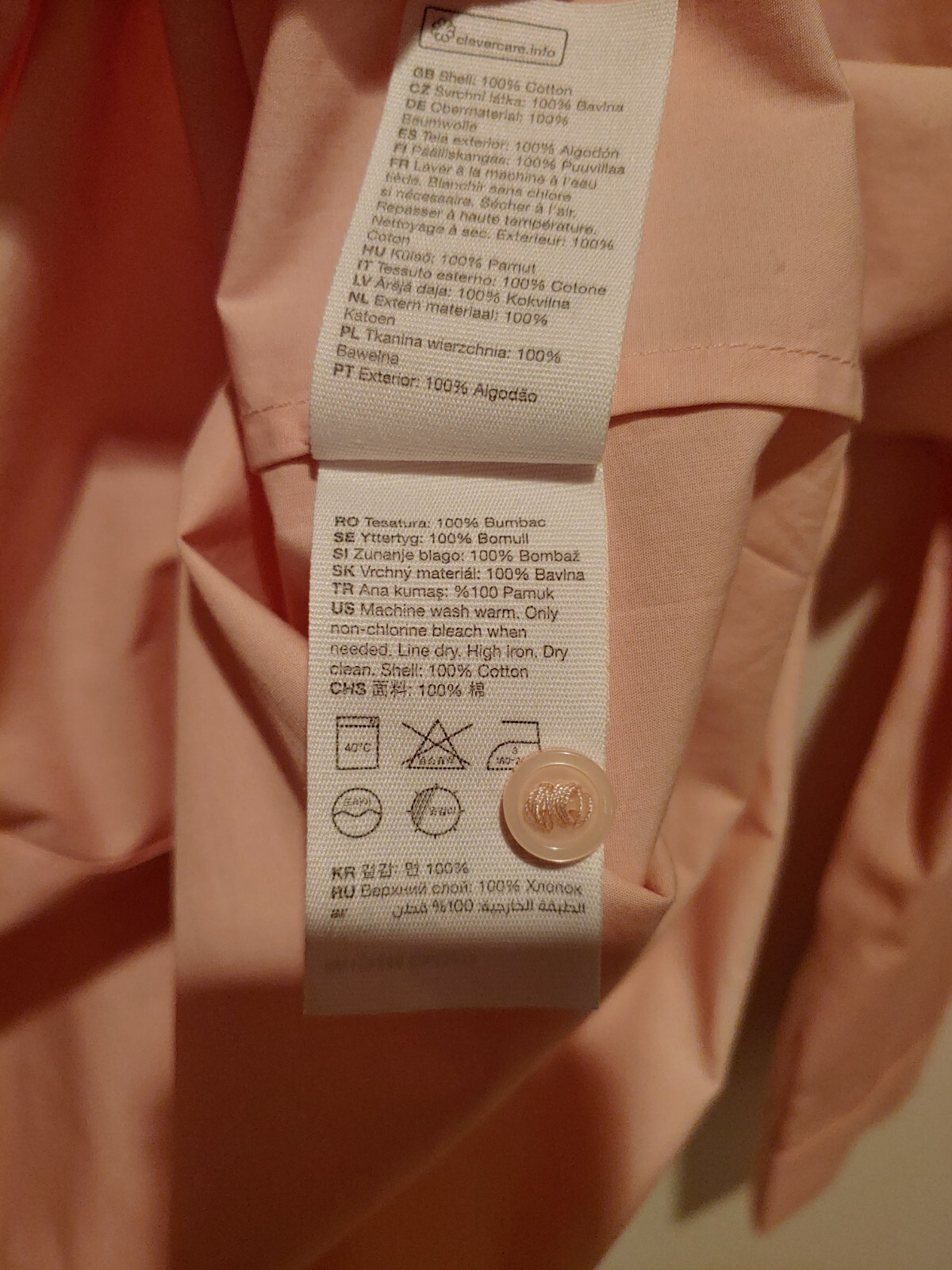 NWT & Other Stories Pink Organic Cotton Button Up Shirt Pink Lg-1X Runs Big