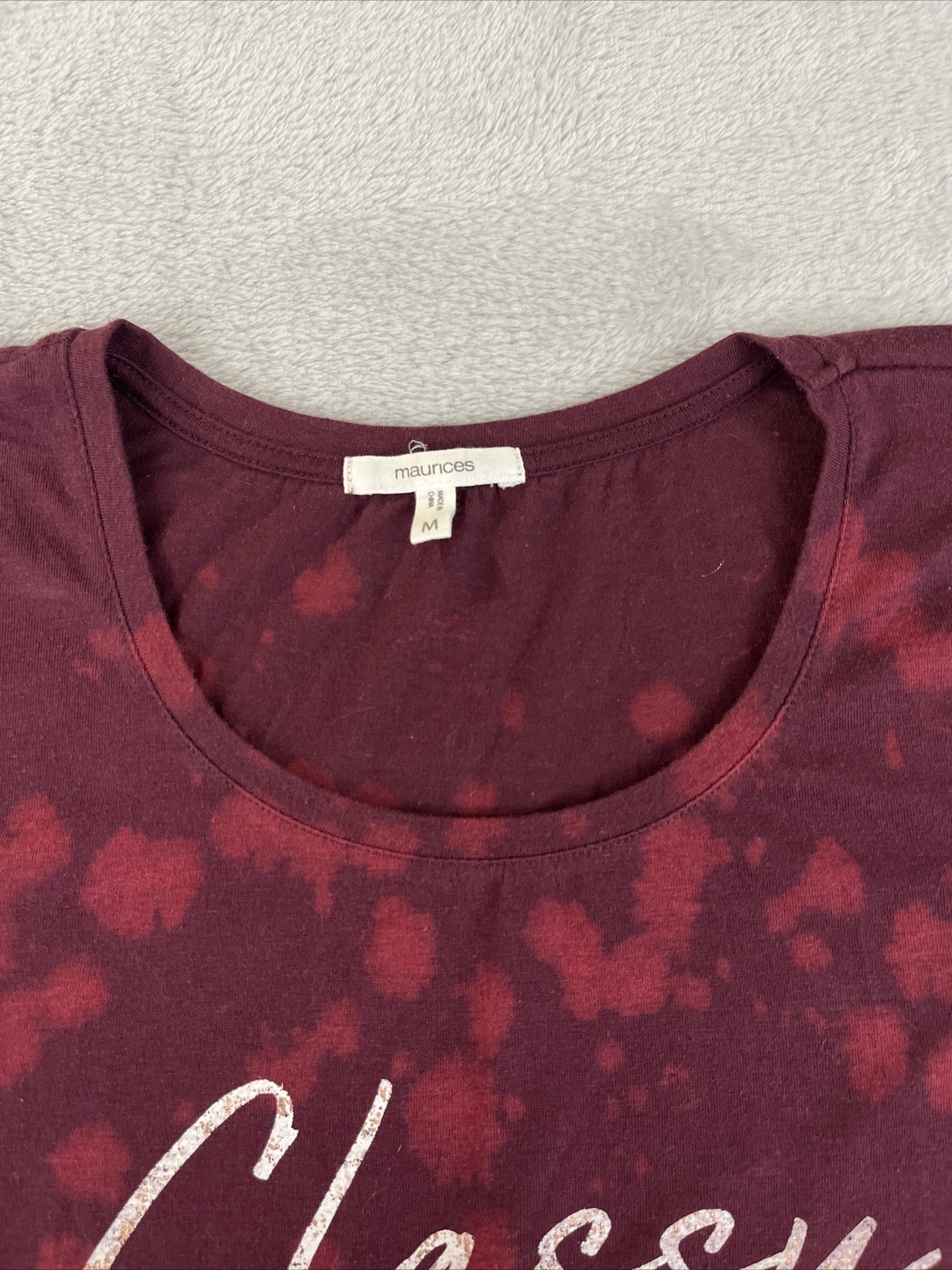 Maurices womens burgundy short sleeve Classy with a side of sassy tshirt size M