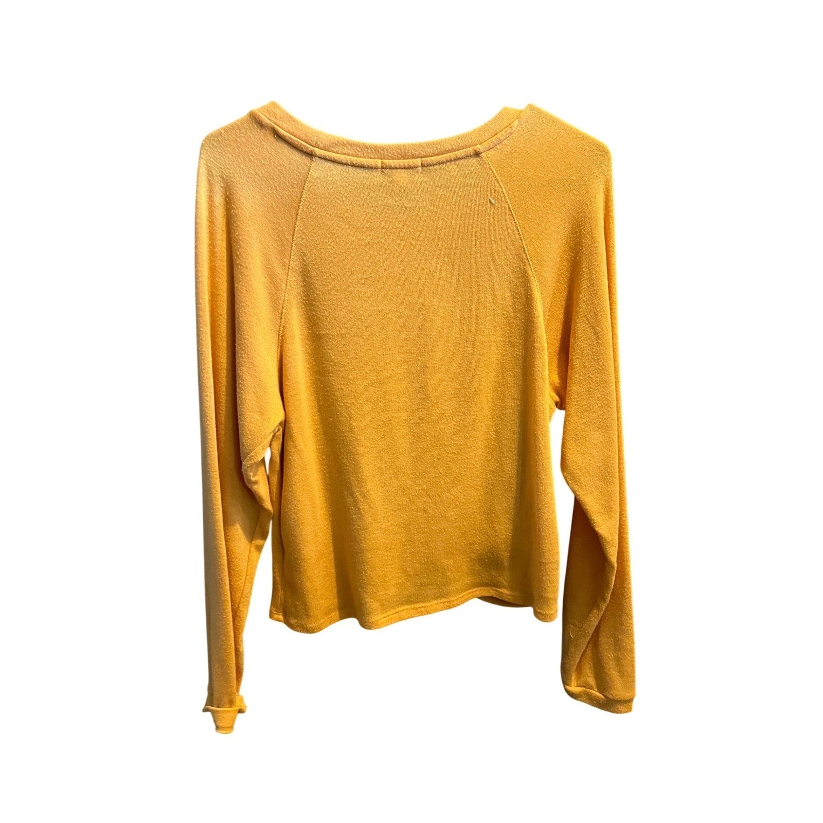 AQUA Womens Mustard Yellow Front Knot Raglan Long Sleeve Knit Top RK427808MI