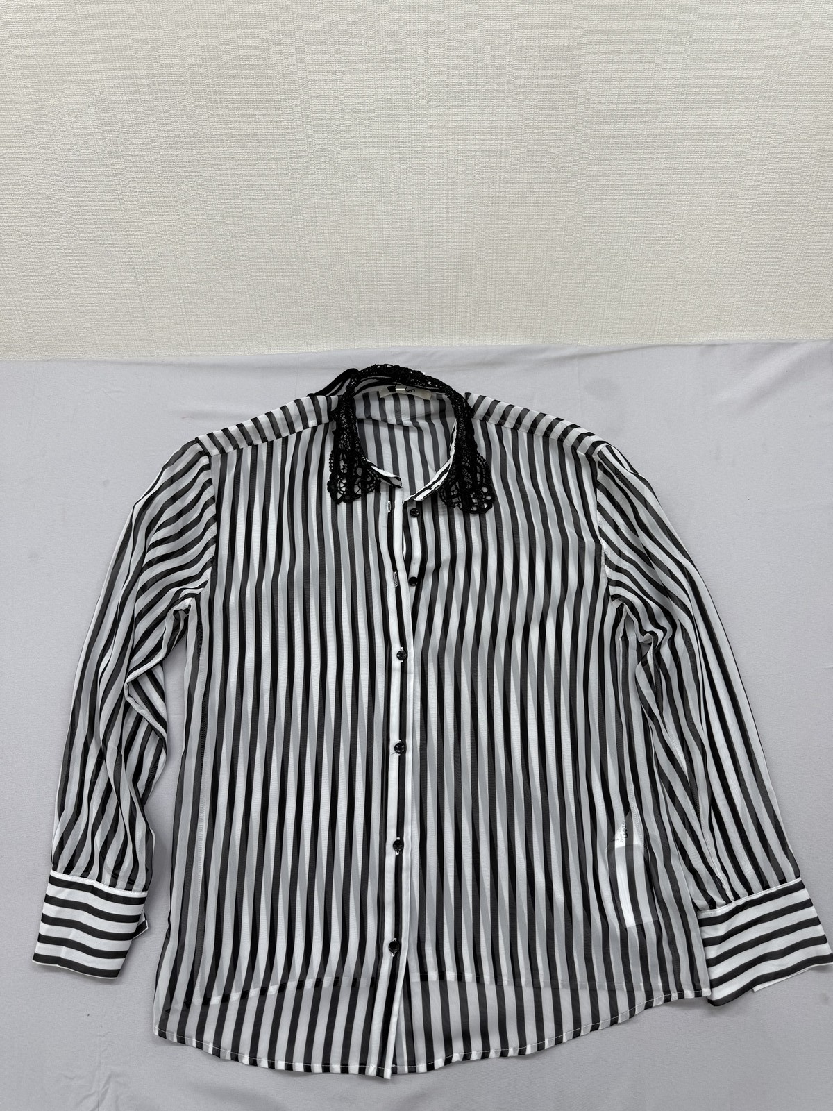 Koton Black White Striped Button-Down Blouse Long Sleeve EUR 34