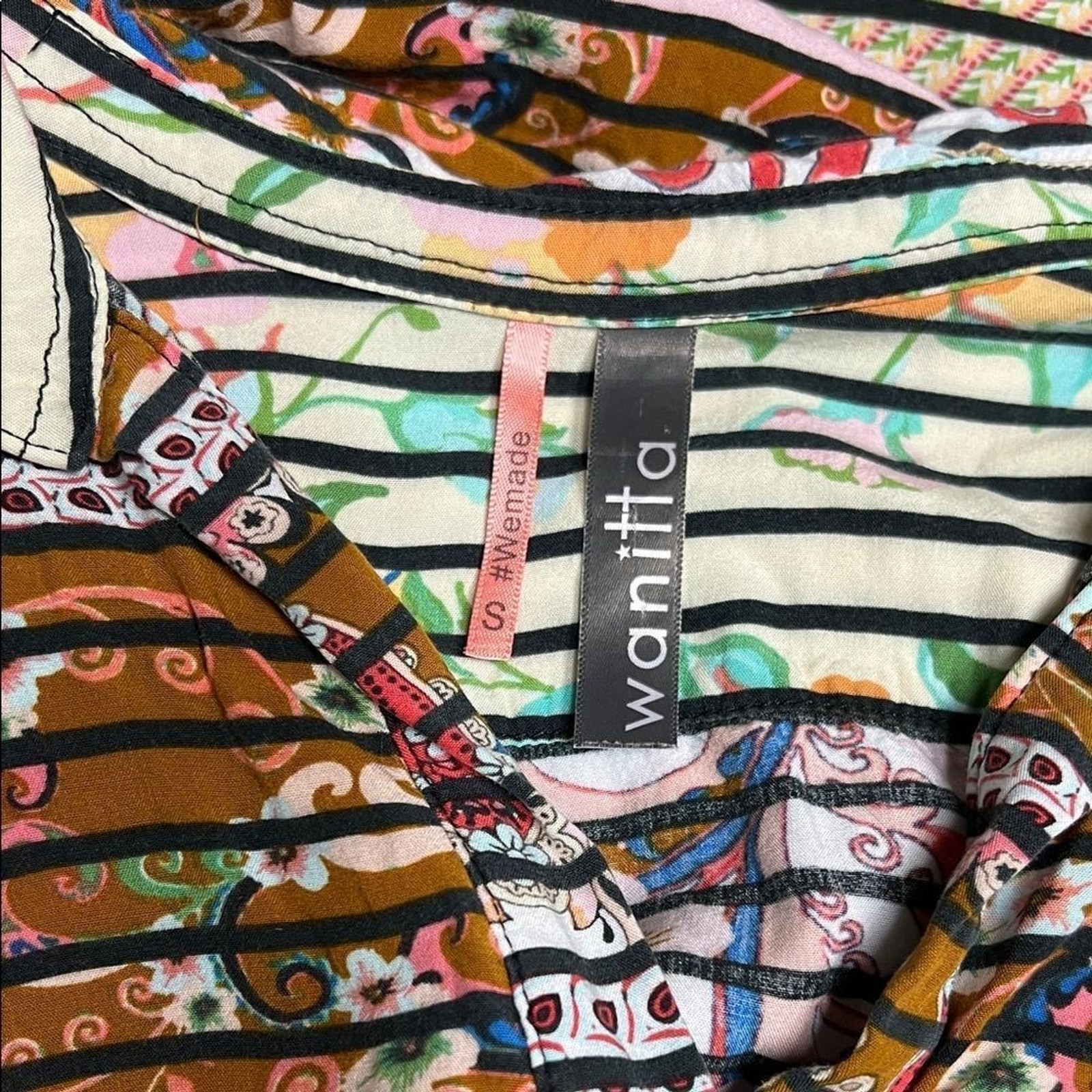 Wanitta Multicolor Striped Floral Top