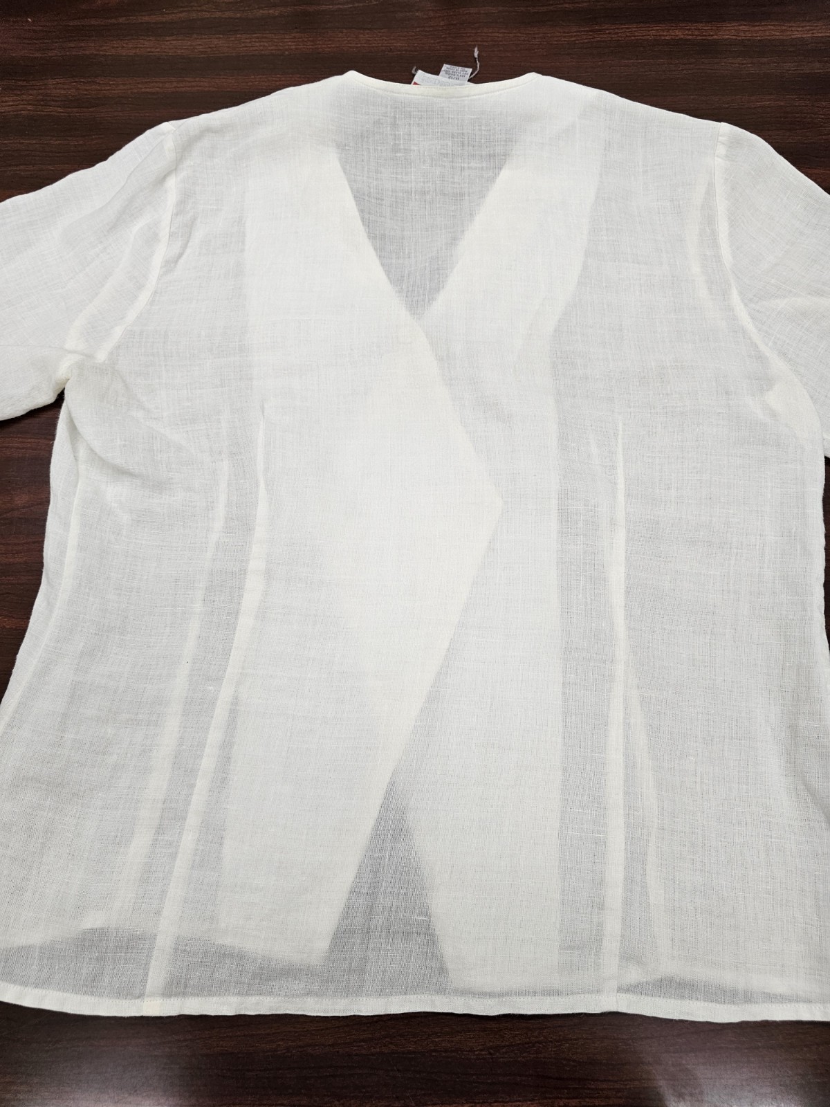 Nilani Women White Blouse Size 11/12 Embroidered Sheer Button Front Asymmetrical