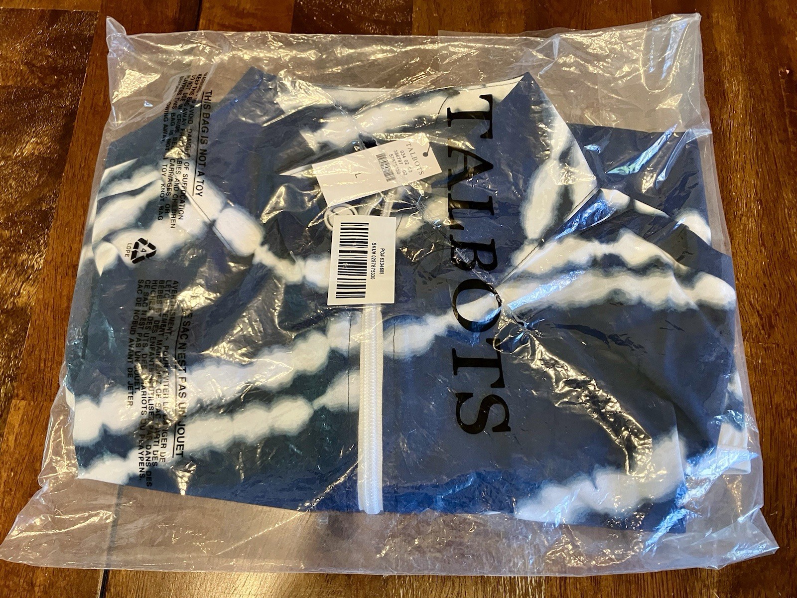 T By Talbots L NWT Pullover Lightweight Windbreaker Navy Tie Dye $119.00 MSRP