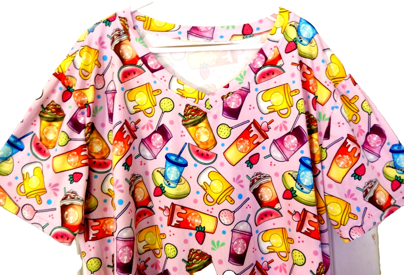 Colorful STARBUCKS Beverages Shirt Top Tee Sleep Shirt-3XL