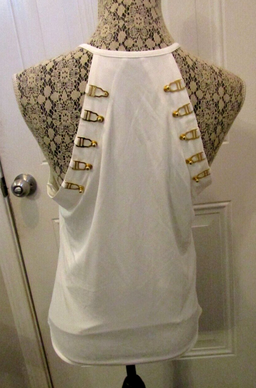 Murmur Reserve Blouse NWOT White Gold Hardware Designer Retail $249 Size 42 US L