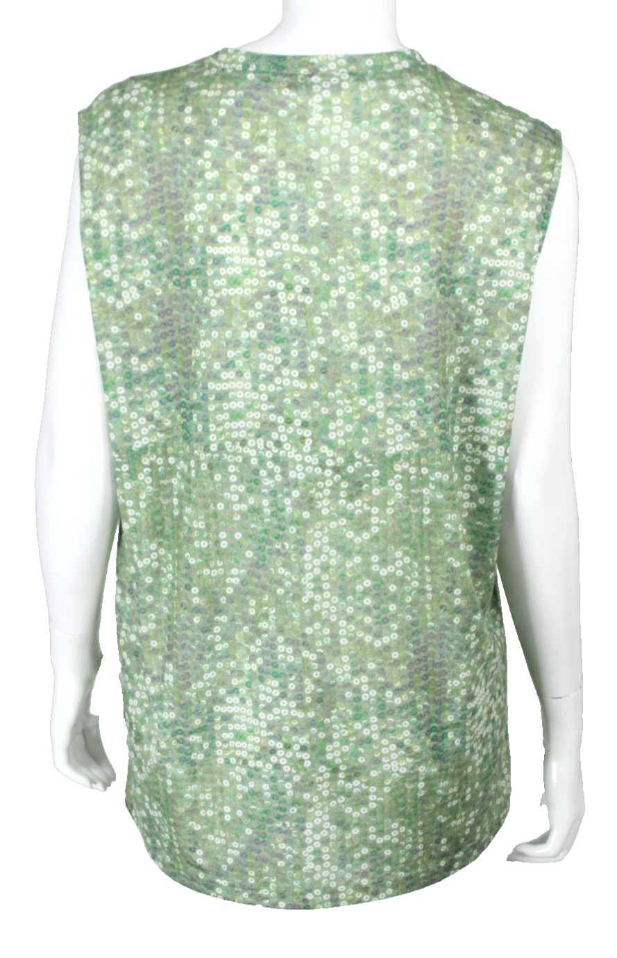GIVENCHY Green Multi Sequin Print Jersey Sleeveless Muscle T Top L