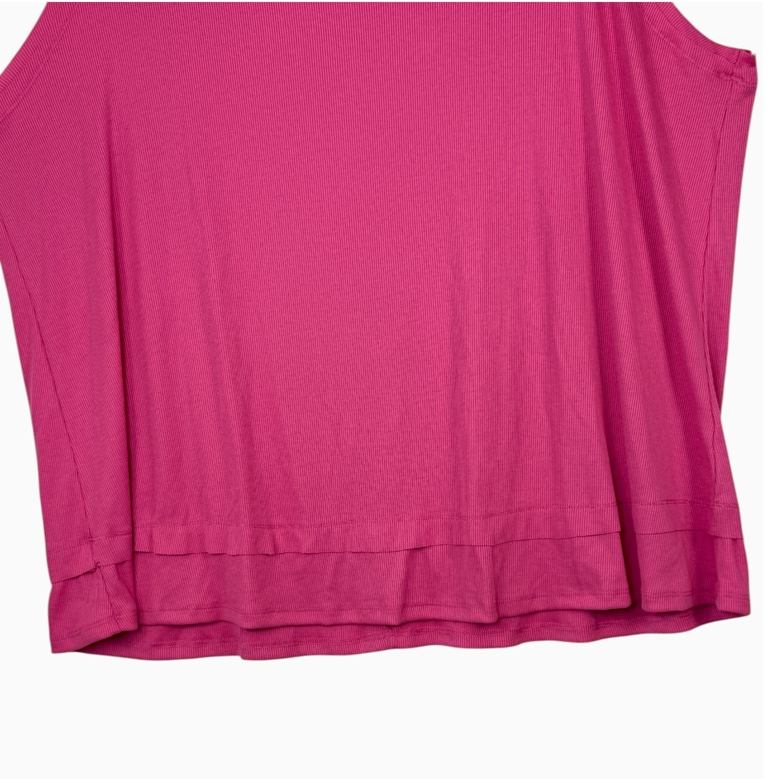Andrée by Unit 3X Raspberry Pink Ribbed Tank Top – Flowy Layered Hem NWOT