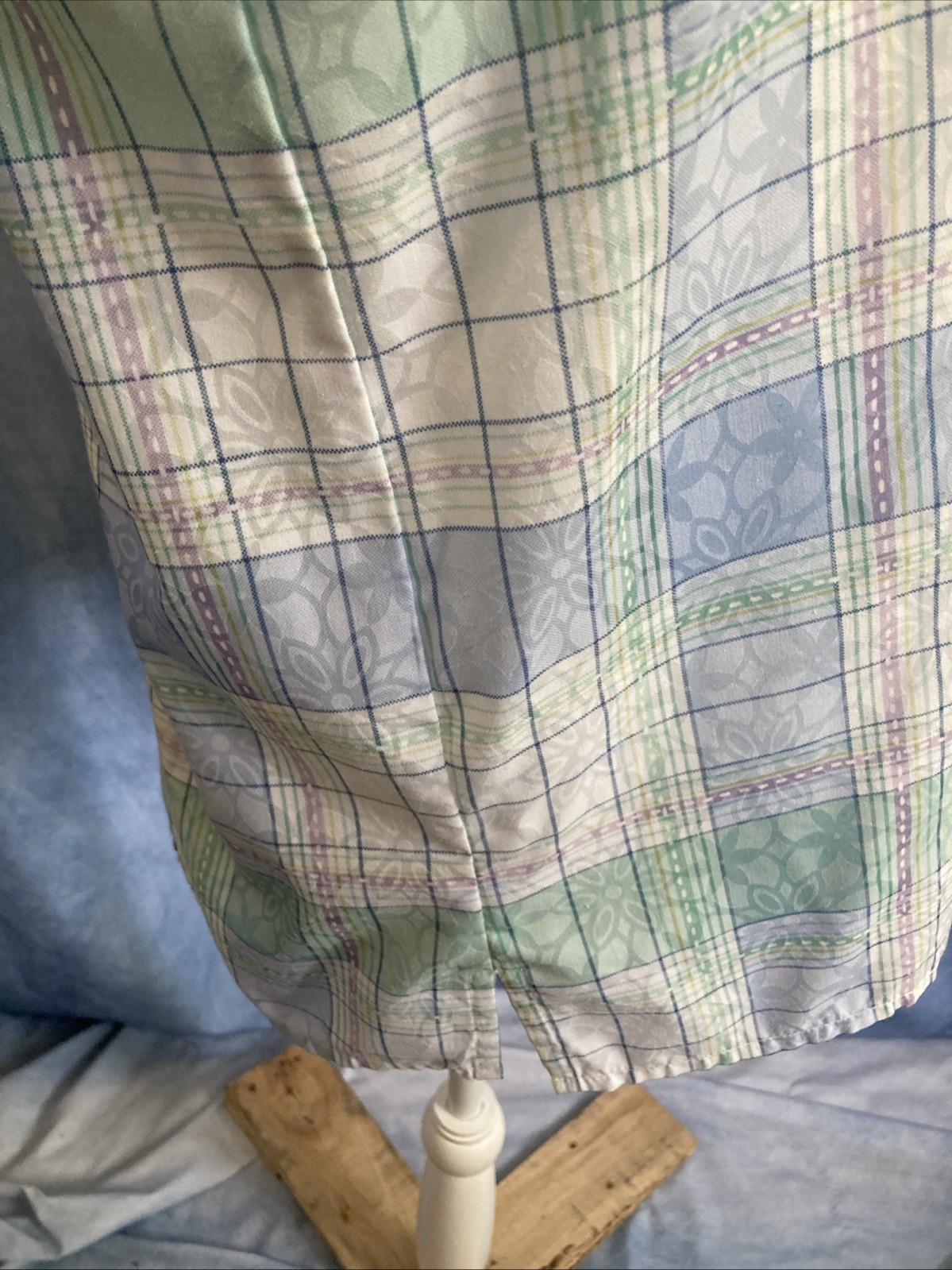 Alfred Dunner Pastel Plaid Button-Down Shirt S Cottagecore Grandmacore Floral