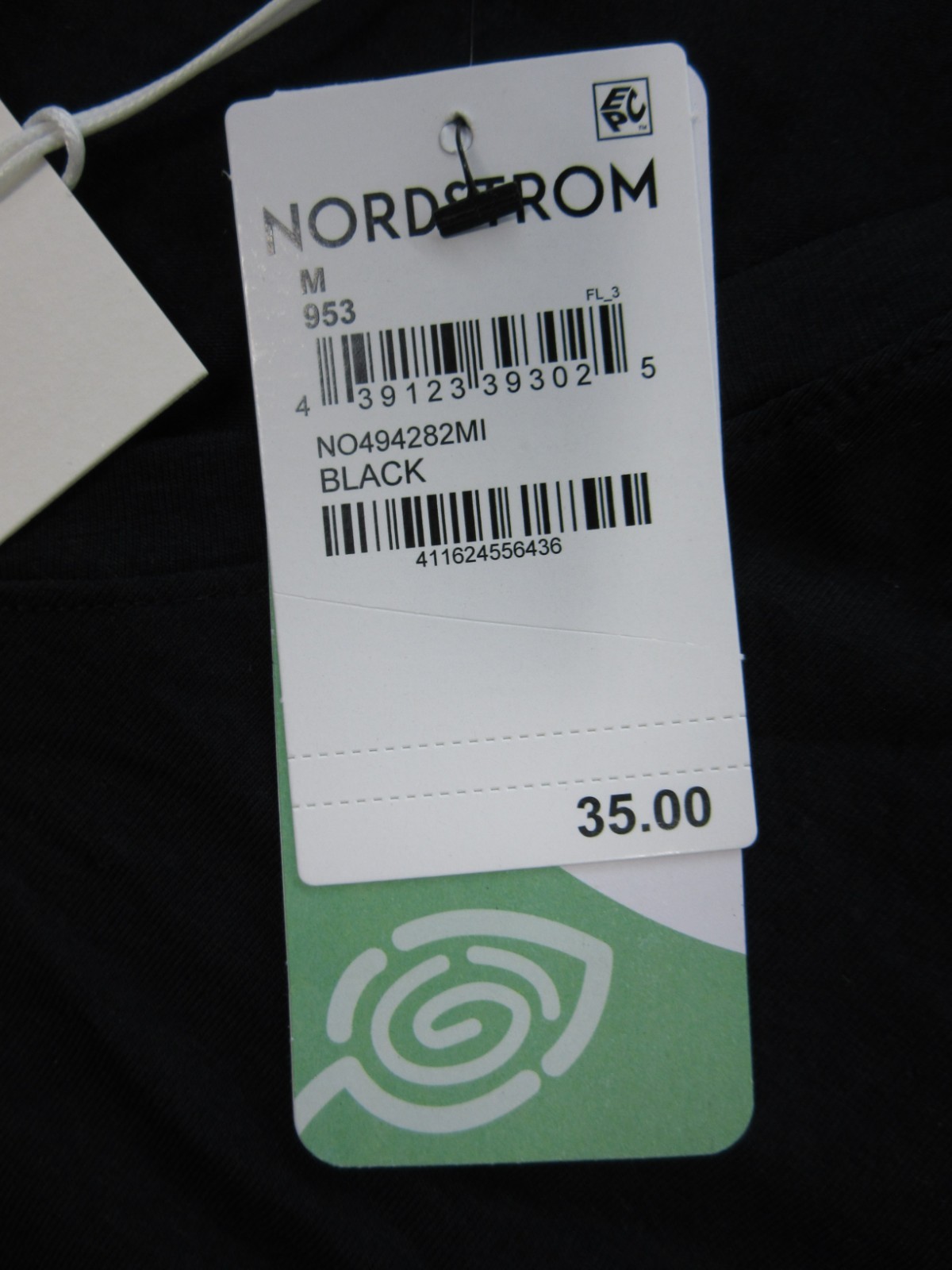 Nordstrom T-Shirt Womens Medium Black V Neck Short Sleeve Pima Cotton Tencel