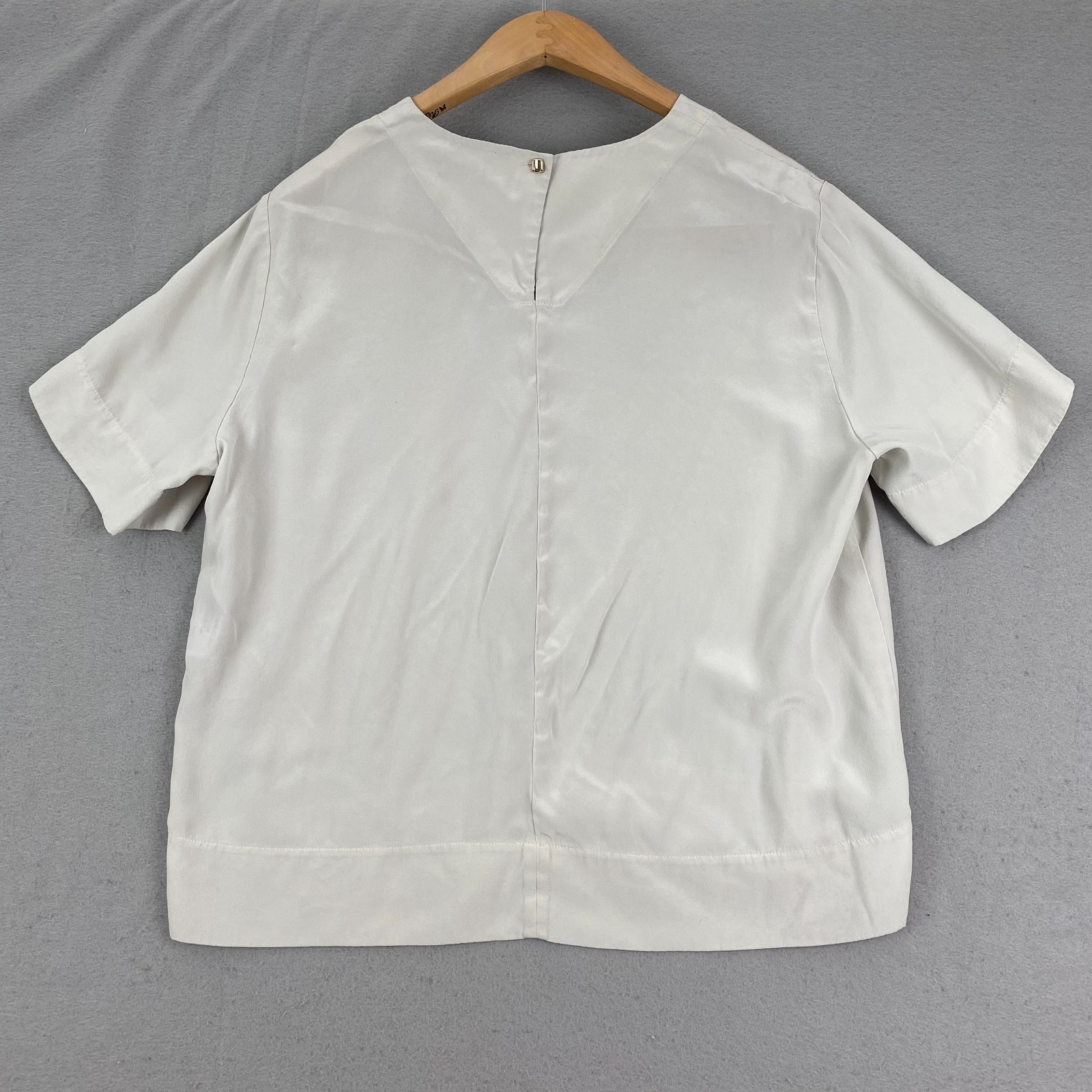 MM Lafleur Annika Top M Washable 100% Silk light gray Short Sleeve
