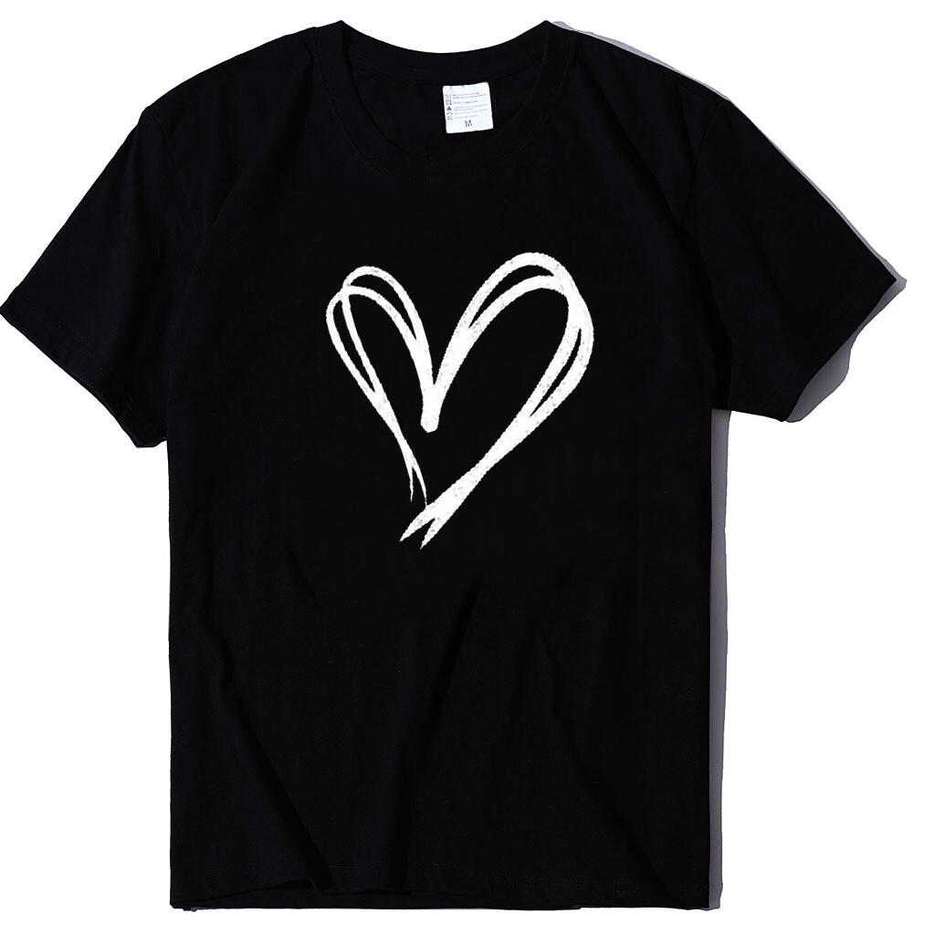 Unisex Cute Heart Casual Graphics T Shirt Couples Matching Tee Gift Anniversary