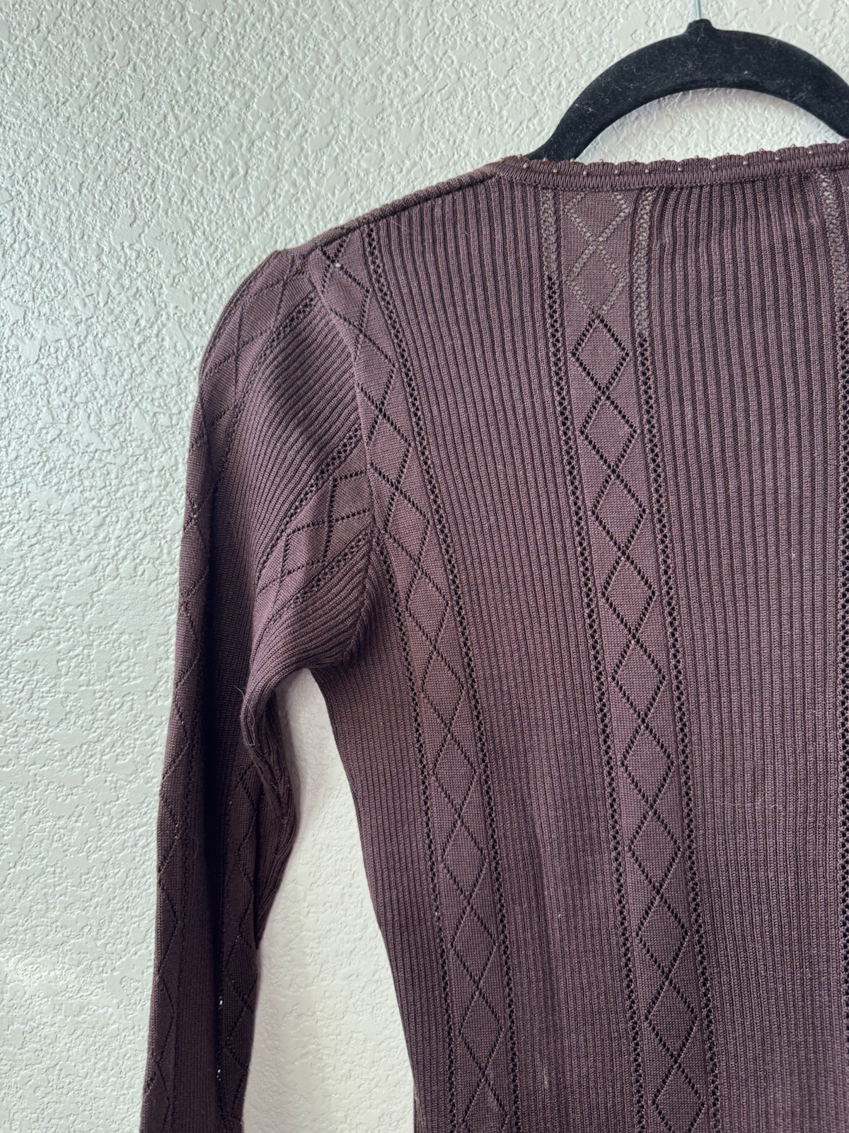 August Silk Brown Beaded Half Sleeve Cardigan, Cut Out Tags Size Medium