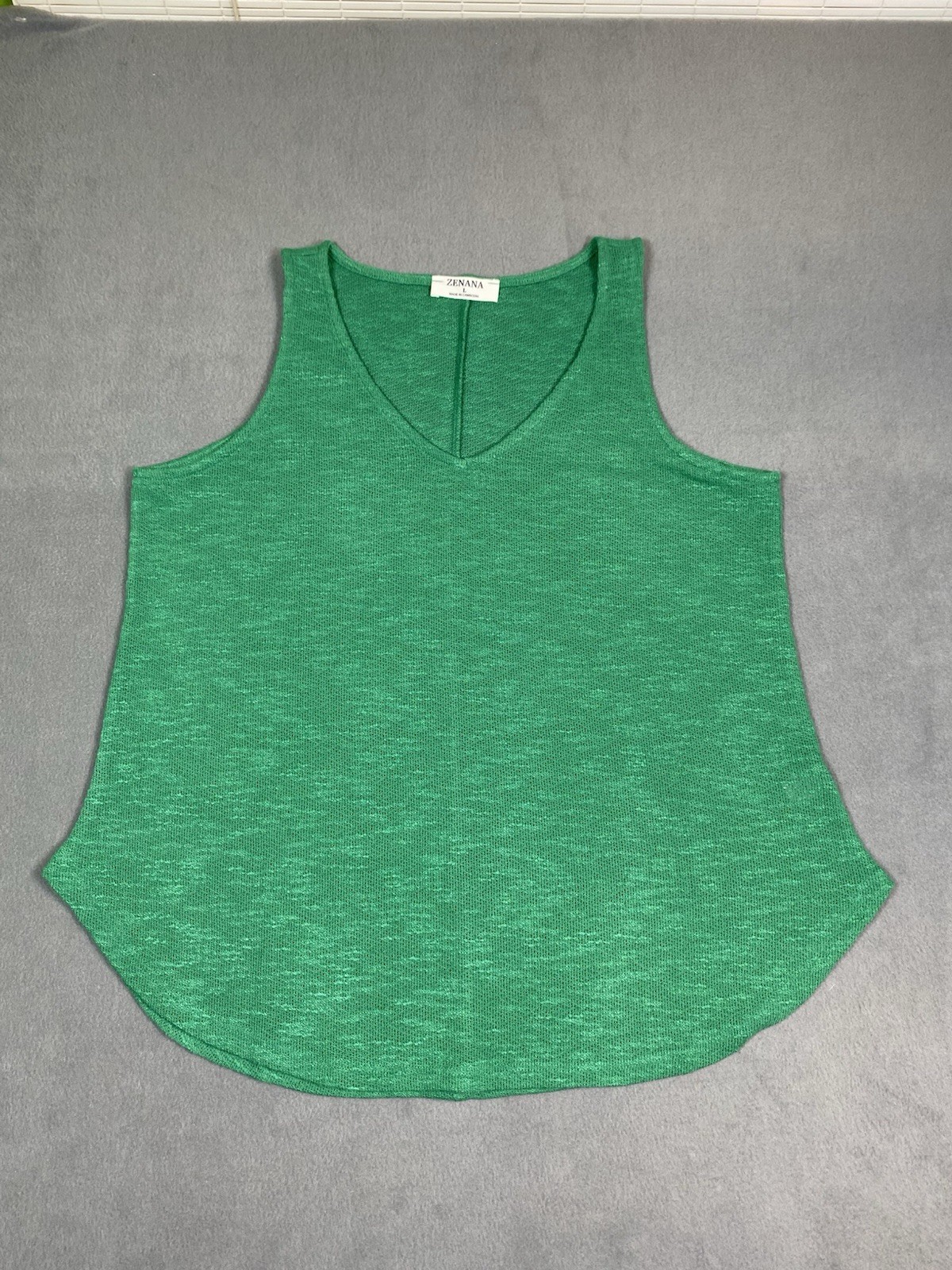NWOT Zenana Women’s L Knit Sheer Tank Top Festival Business Casual Green