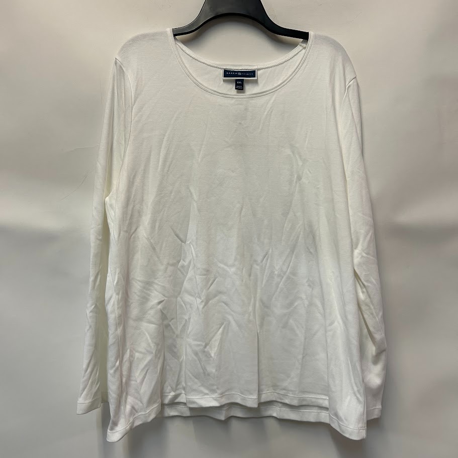 Karen Scott Womens XL Bright White Scoop Neck Long Sleeve T Shirt Top NWT BN79