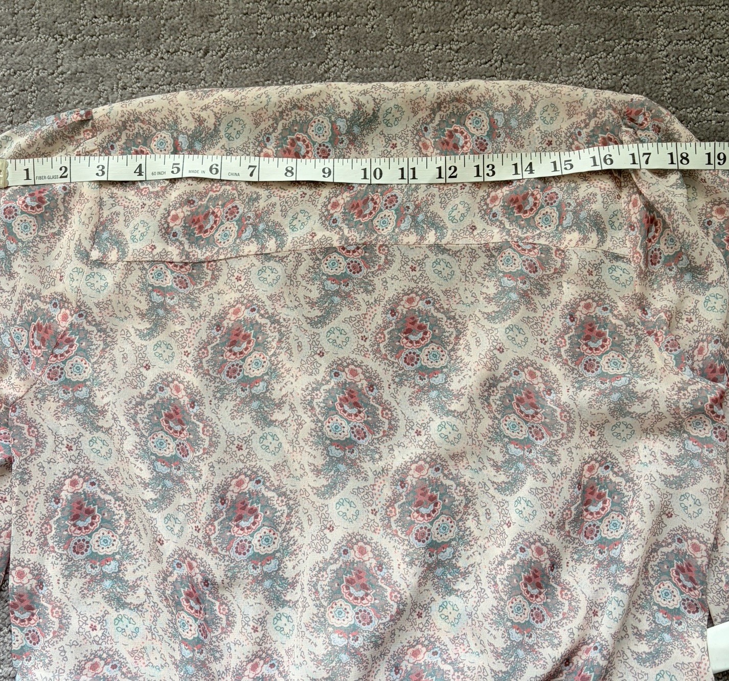 PAIGE Blouse Womens Small Ivory Pink Sheer Paisley Margherita Tie Waist Peasant