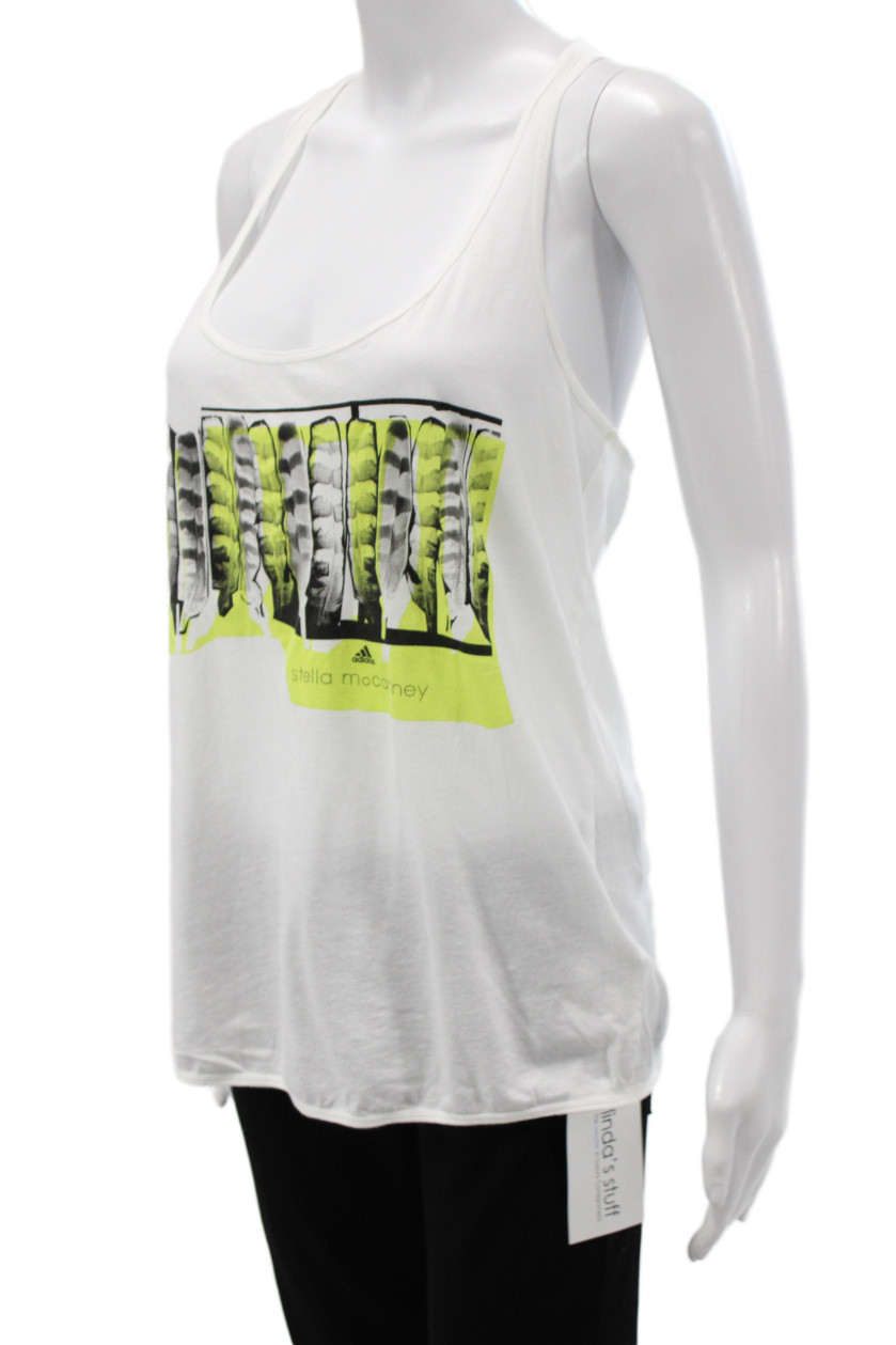 Adidas by Stella McCartney Women Striped White Tank Jersey Size S