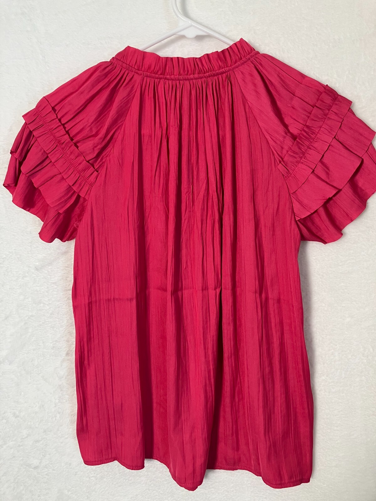 Catherine Malandrino Ruffle Peasant Blouse Top XS Pink Flutter Sleeve NWT