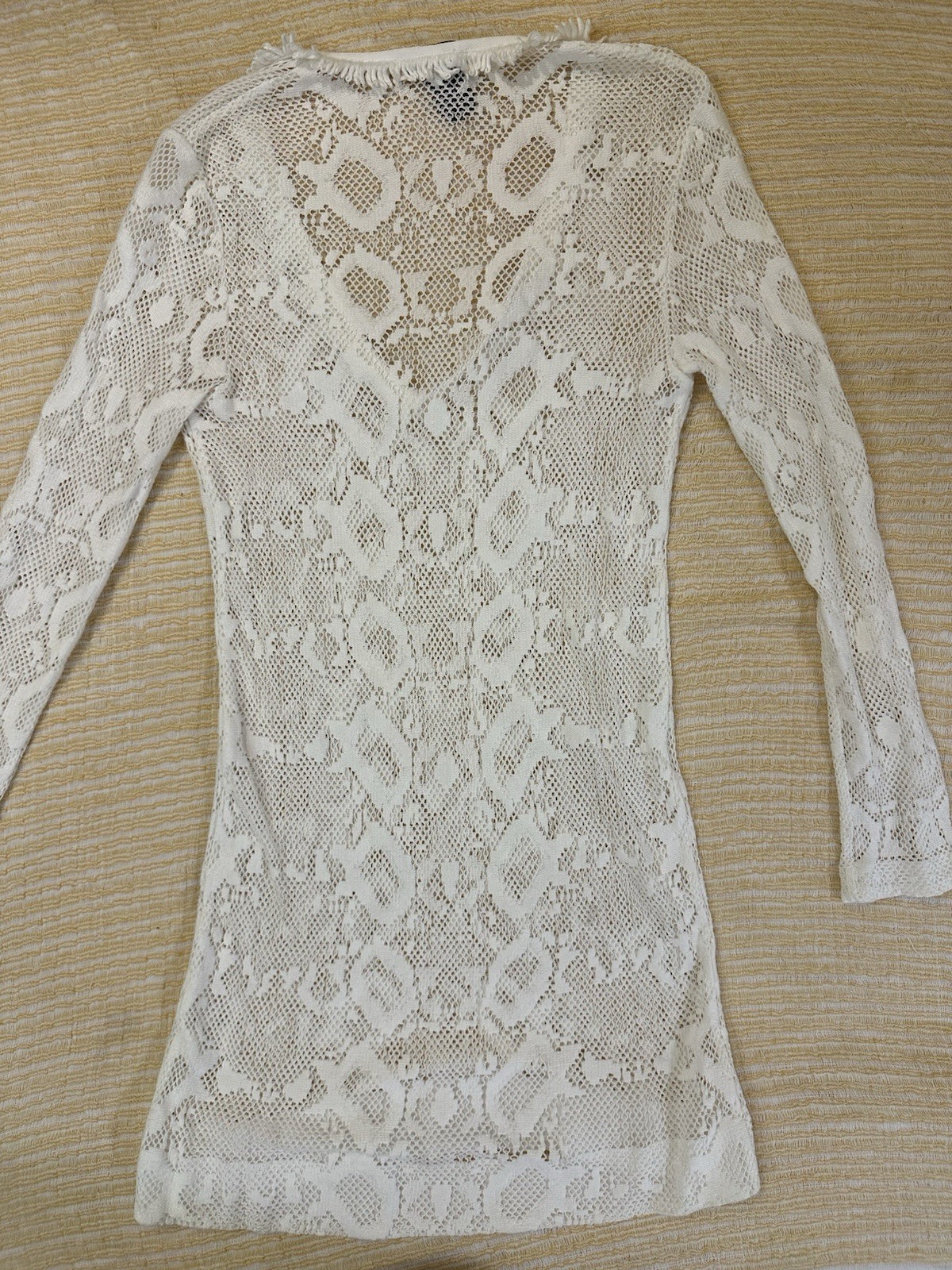 Roberto Cavalli Beachwear White Lace Crochet Mini Dress / Cover Up Size M