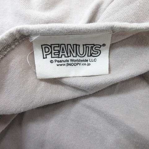 PEANUTS T-Shirt Beige M Short Sleeve Cotton