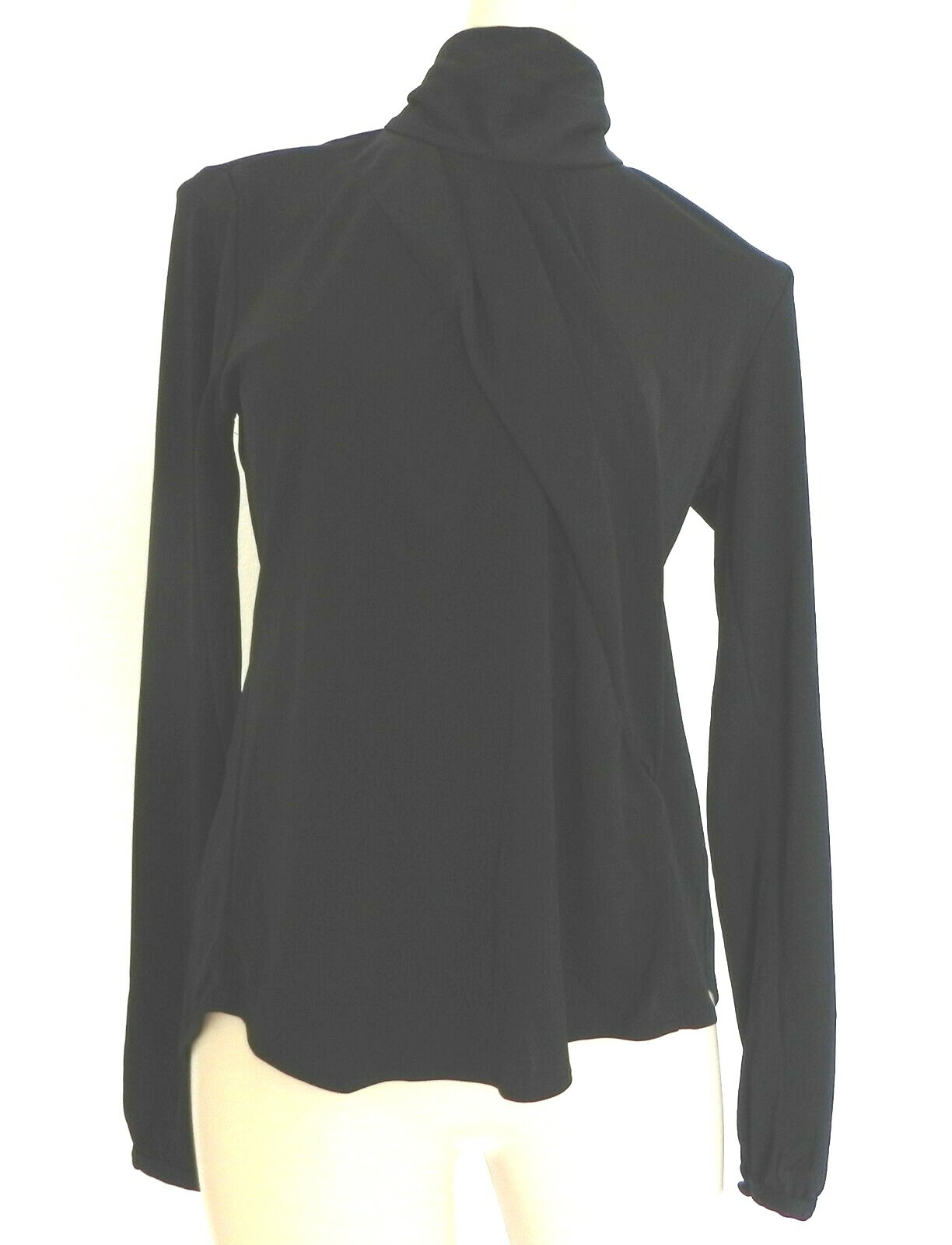 Veronique Branquinho Black Top Long Sleeve Turtle Neck Asymmetrical Size 36(S)