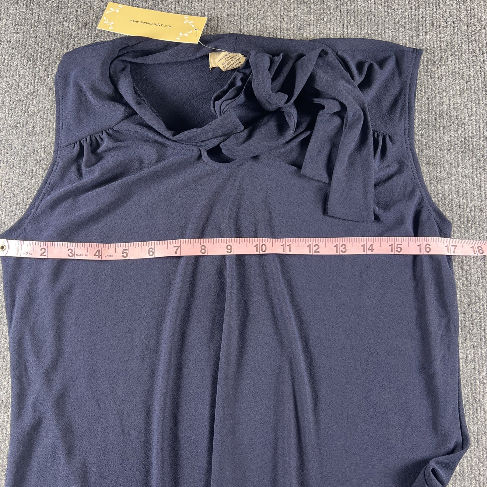 Diana Belle Navy Blue Front Tie Sleeveless Blouse Size Medium New