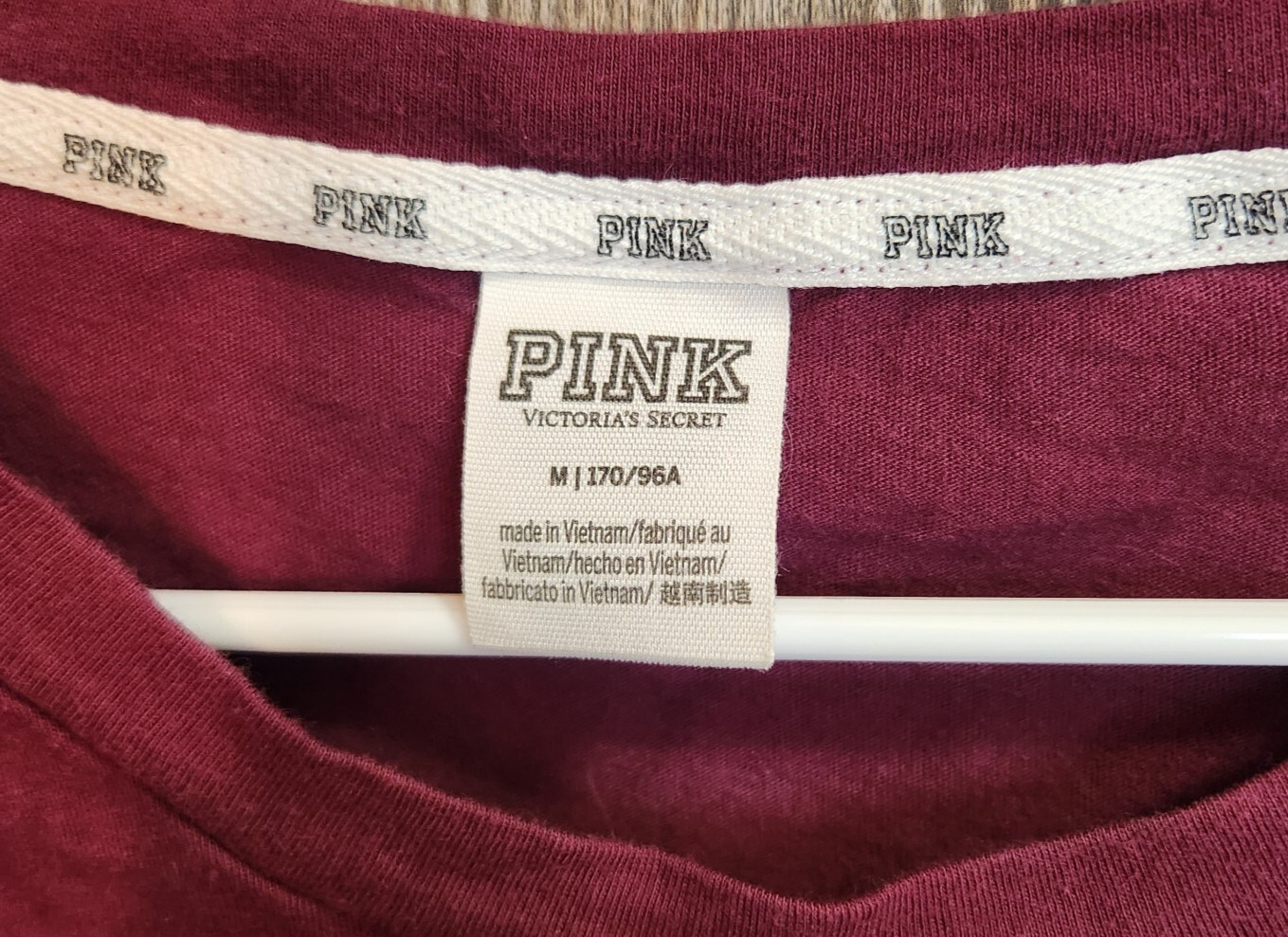 Victoria’s Secret PINK Short Sleeve Crop Top Shirt Dark Red Size Med Rough Hem