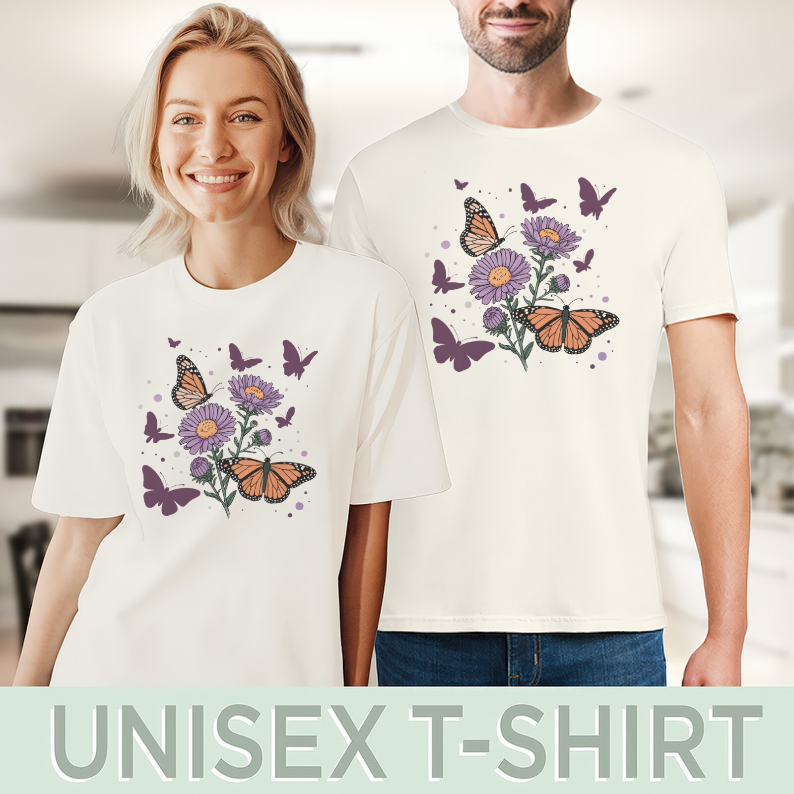 Butterfly Flower Graphic T Shirt Nature Tee