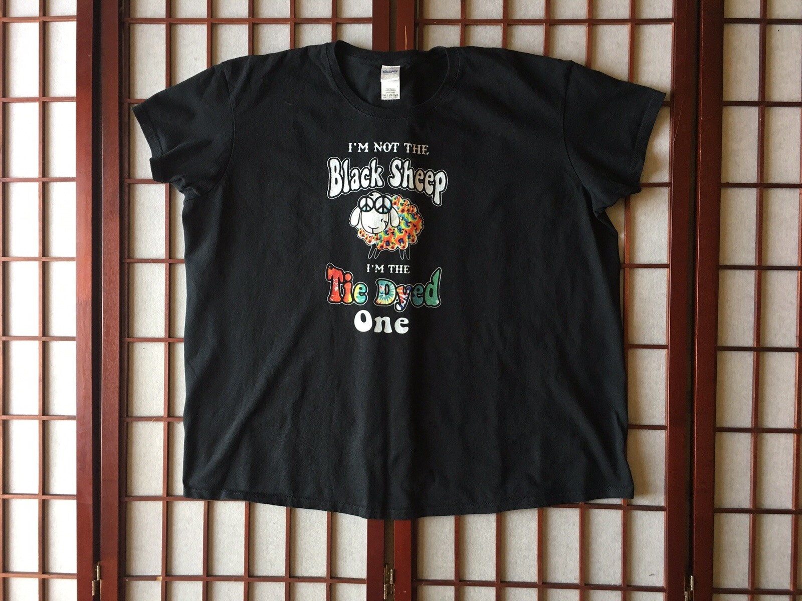 I’m Not the Black Sheep I’m the Tie Dye One Graphic Black T Shirt Women Size 3XL