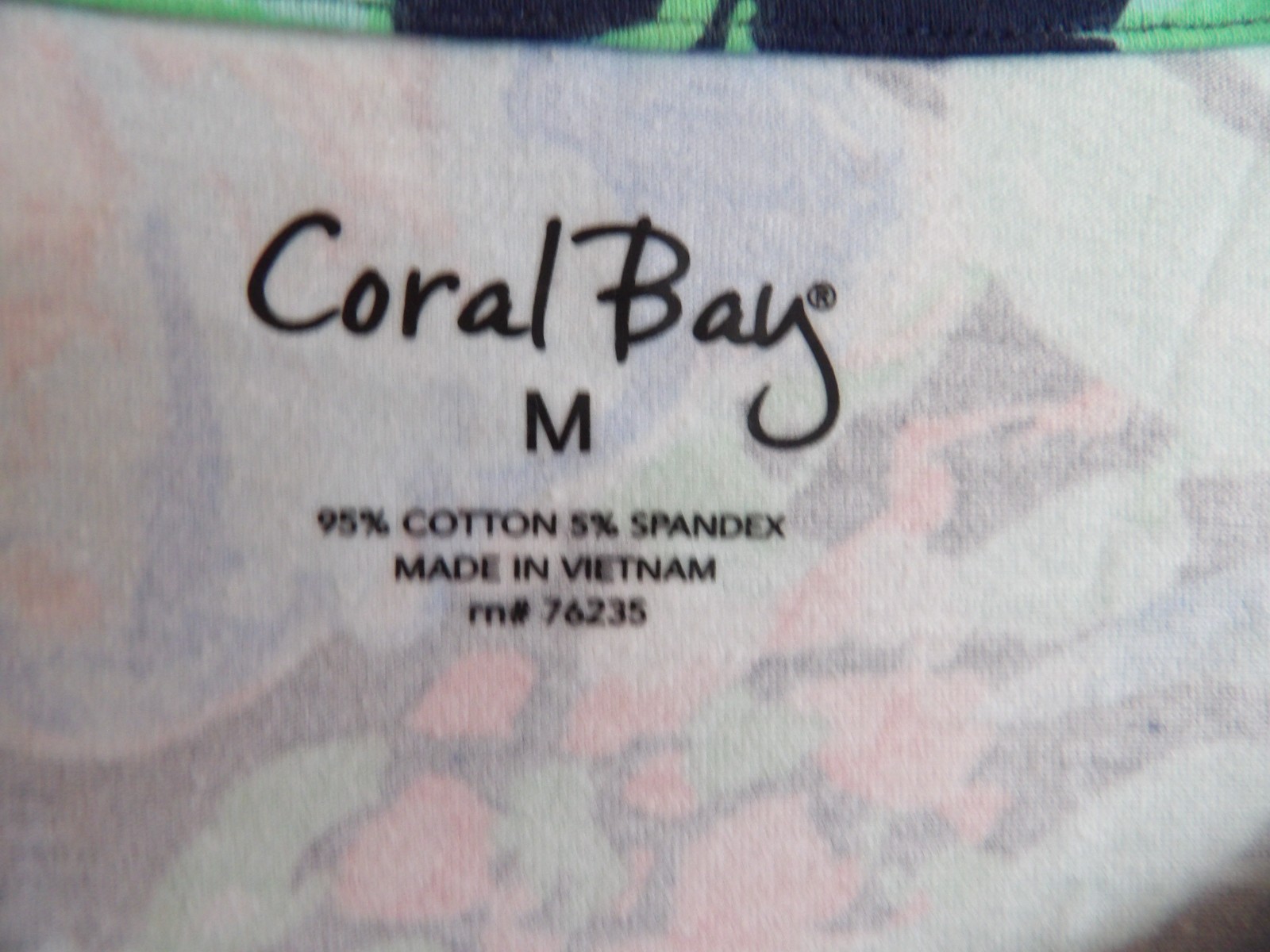 Coral Bay Women’s Floral Roll Tie Sleeve Stretch Top Shirt Size Medium