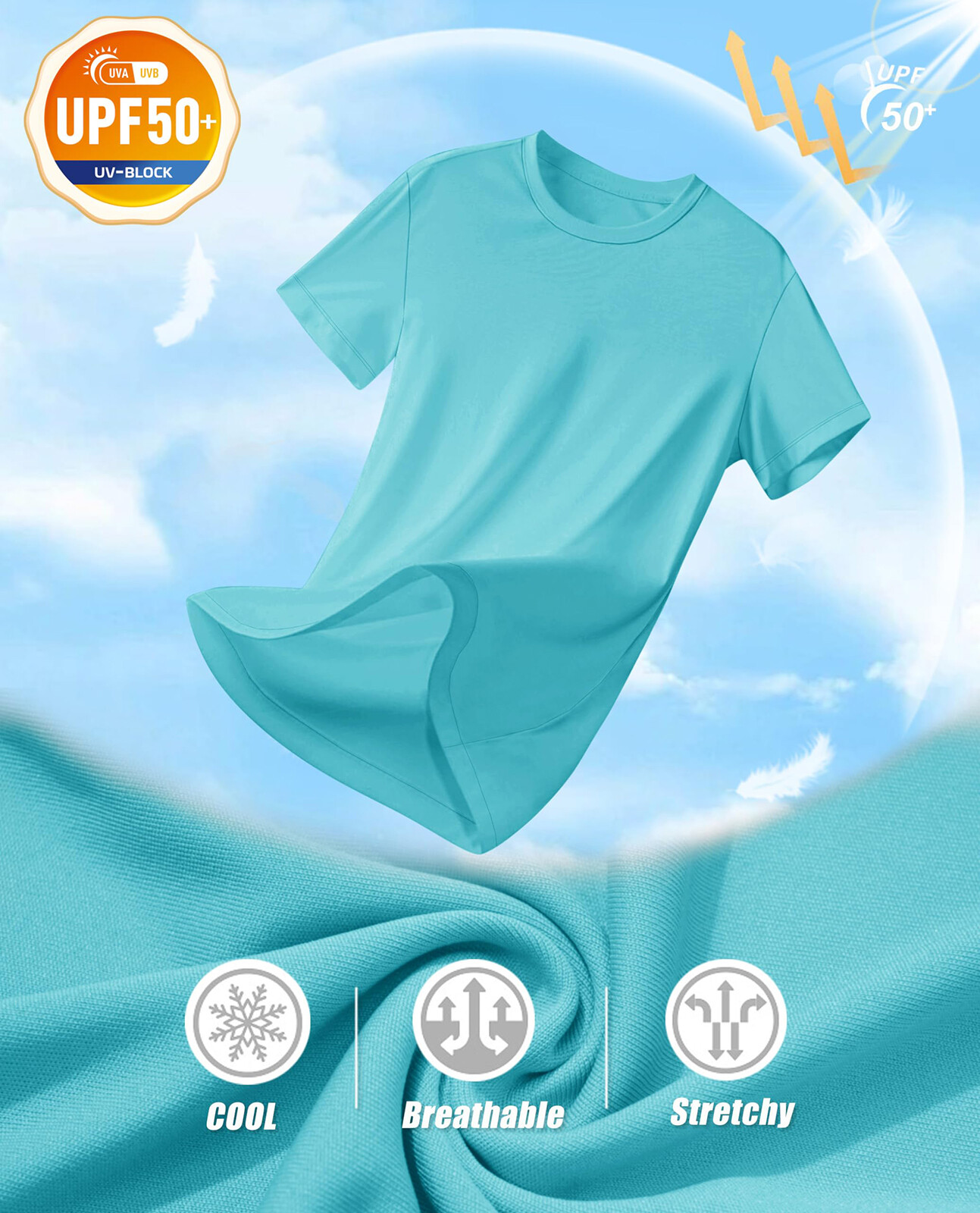 UPF 50+ Womens Short Sleeve UV Sun Shirts Quick Dry Travel Athletic Workout Tops
