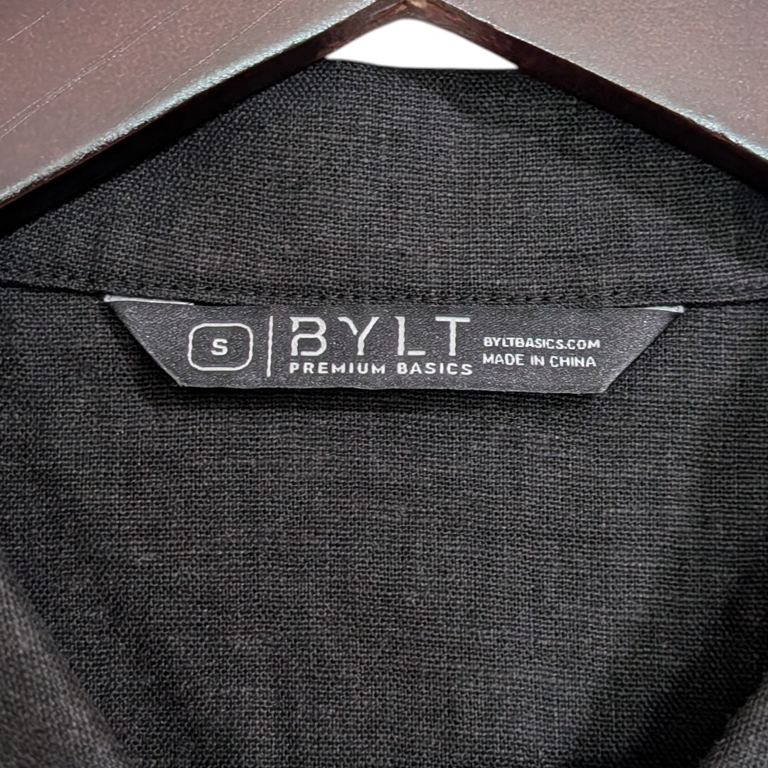 BYLT Premium Basics Women’s Black Linen Blend Button Down Shirt Small NWT