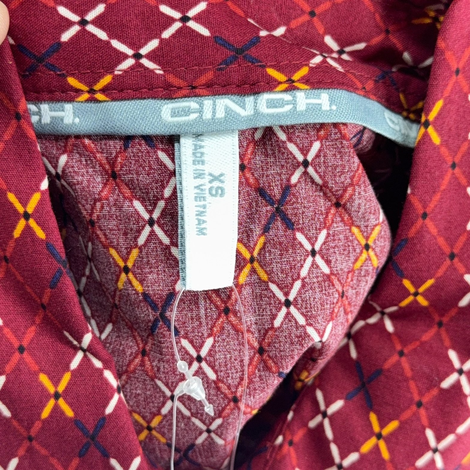 New Cinch Shirt Womens XS Red Patterned Print Snap Up Western Long Sleeve NWT