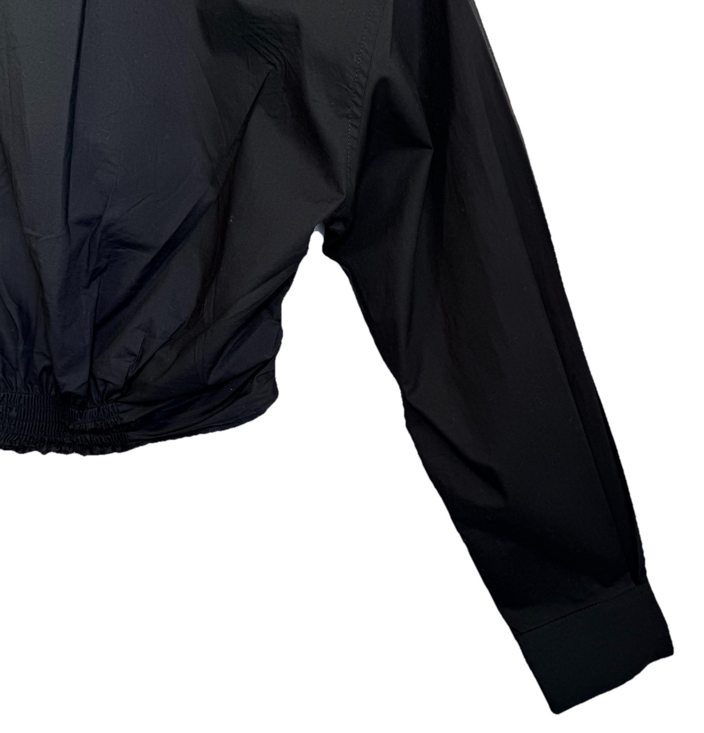 Gianni Bini Black Cotton Button Front Cropped Twist Shirt Sharp Fitted S