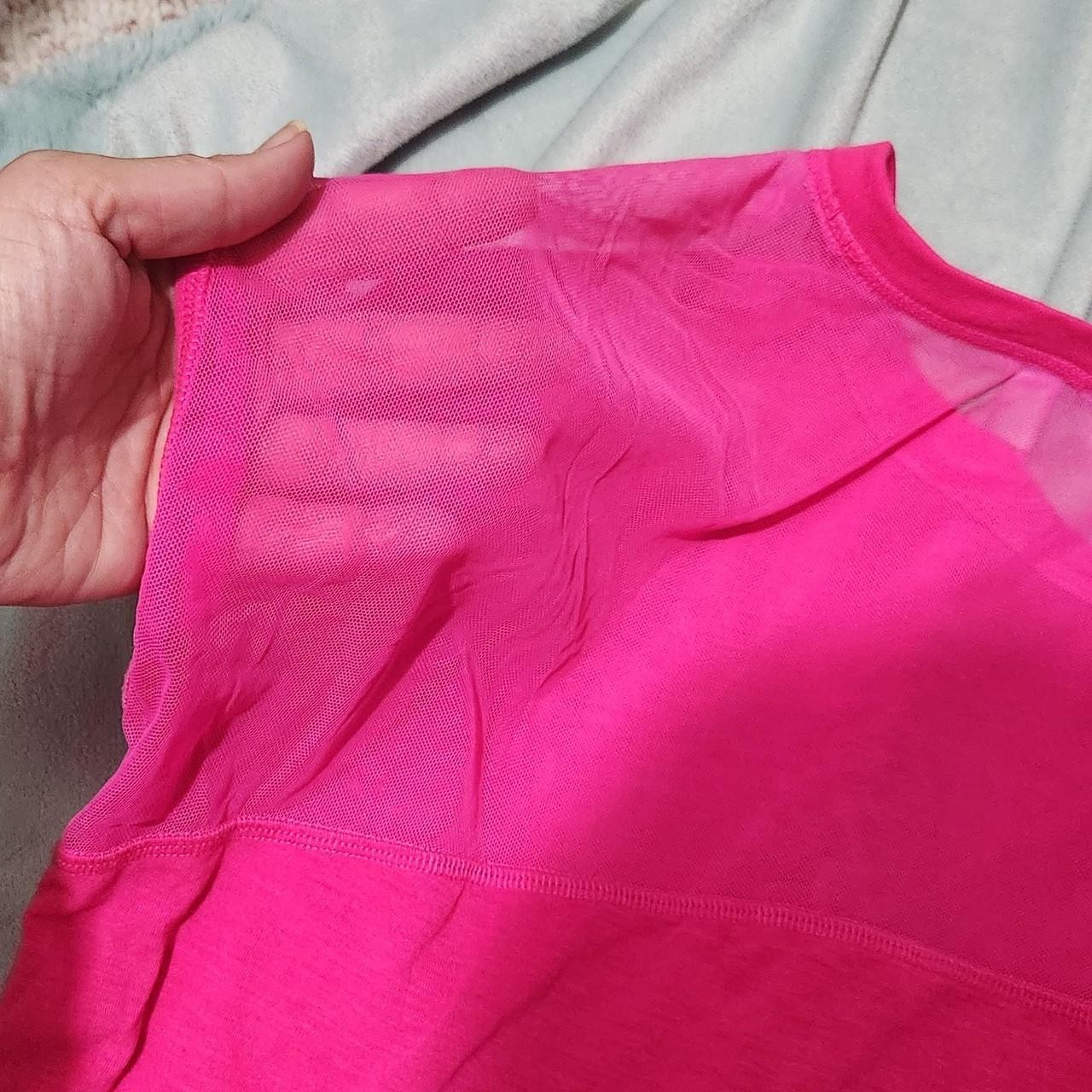 Pink mesh top with white heart and pink ribbon graphic #breastcancer