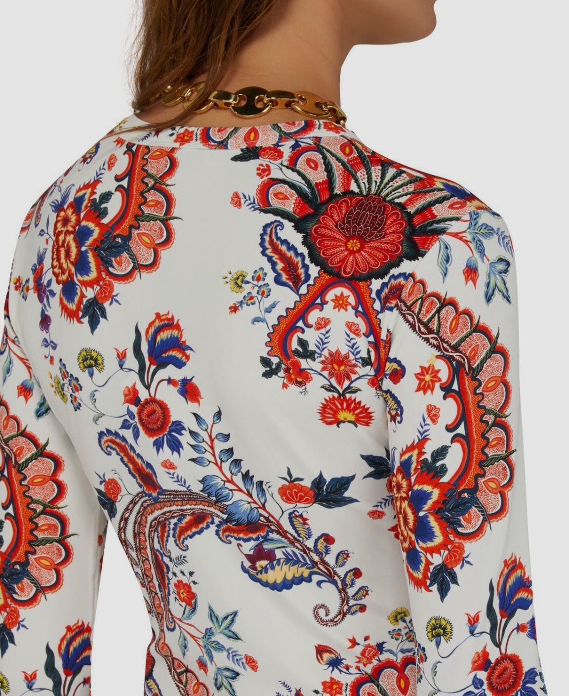 $550 Paco Rabanne Women’s White Paisley Print Long Sleeve Top Size 34
