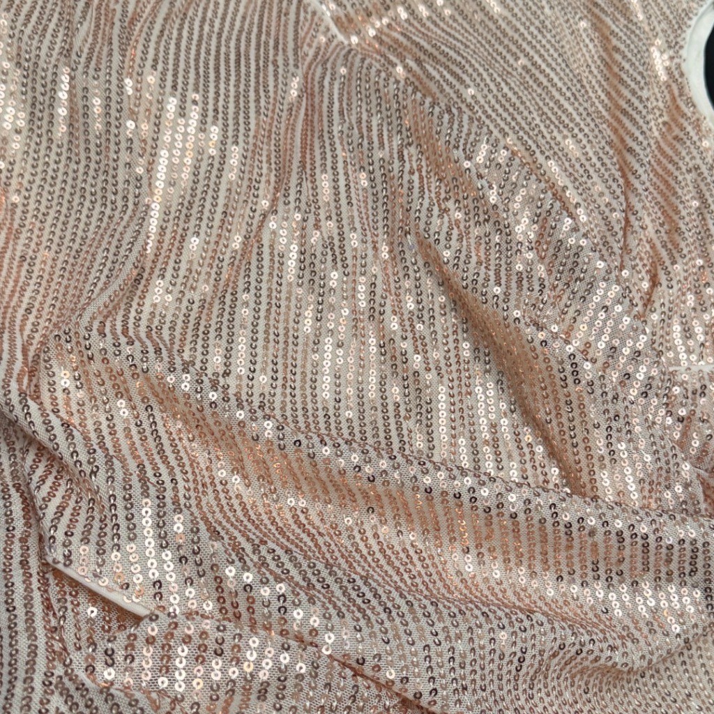 Grace Karin Sequin Wrap Top Side Ruched Rose Gold Size XL Party Cocktail Blouse